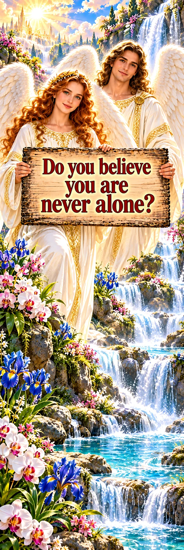 Jesus Christ with angels, inviting reflection in a natural setting - AI-generated stock image