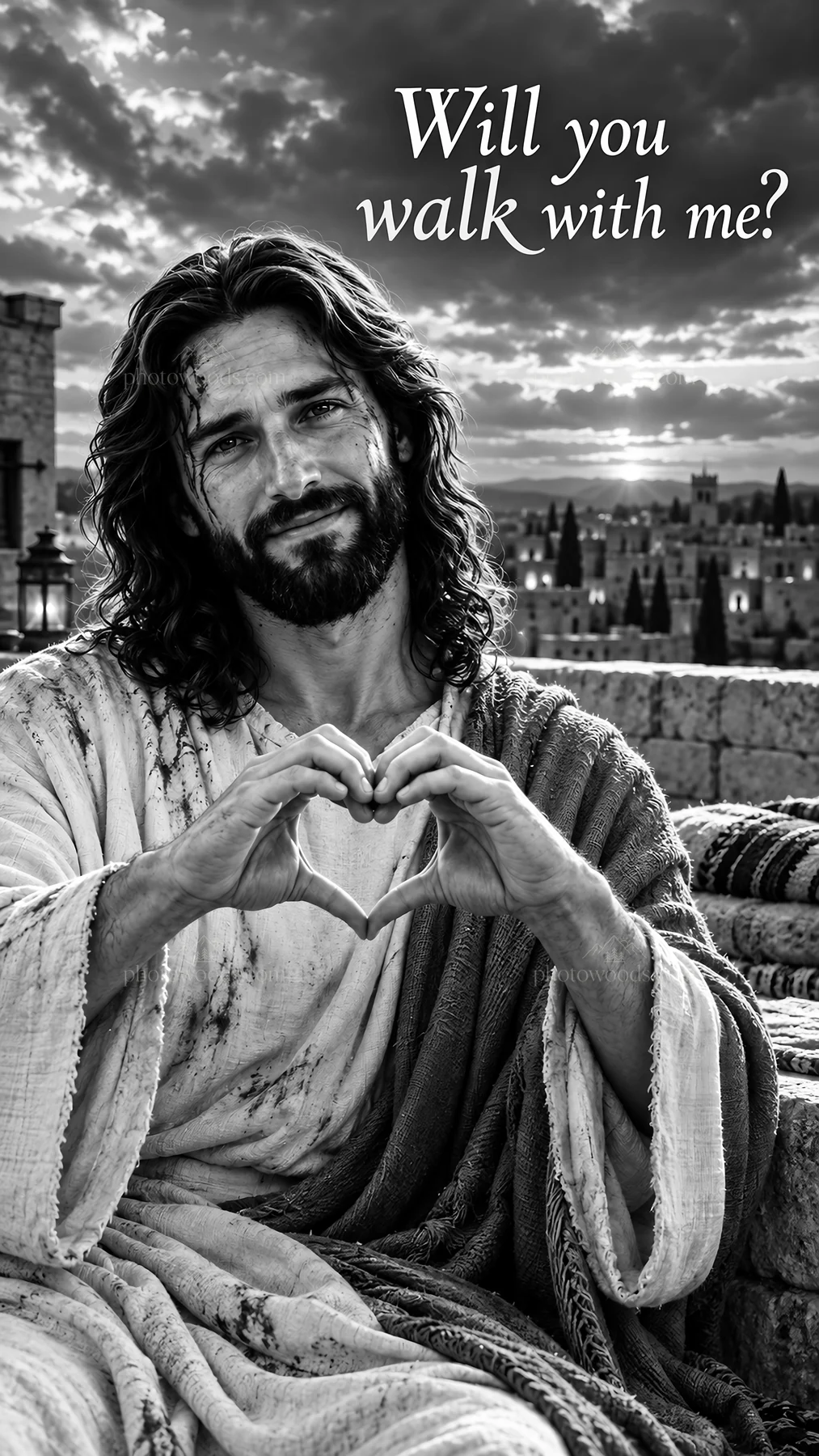 Jesus Christ inviting connection and companionship - AI-generated stock image