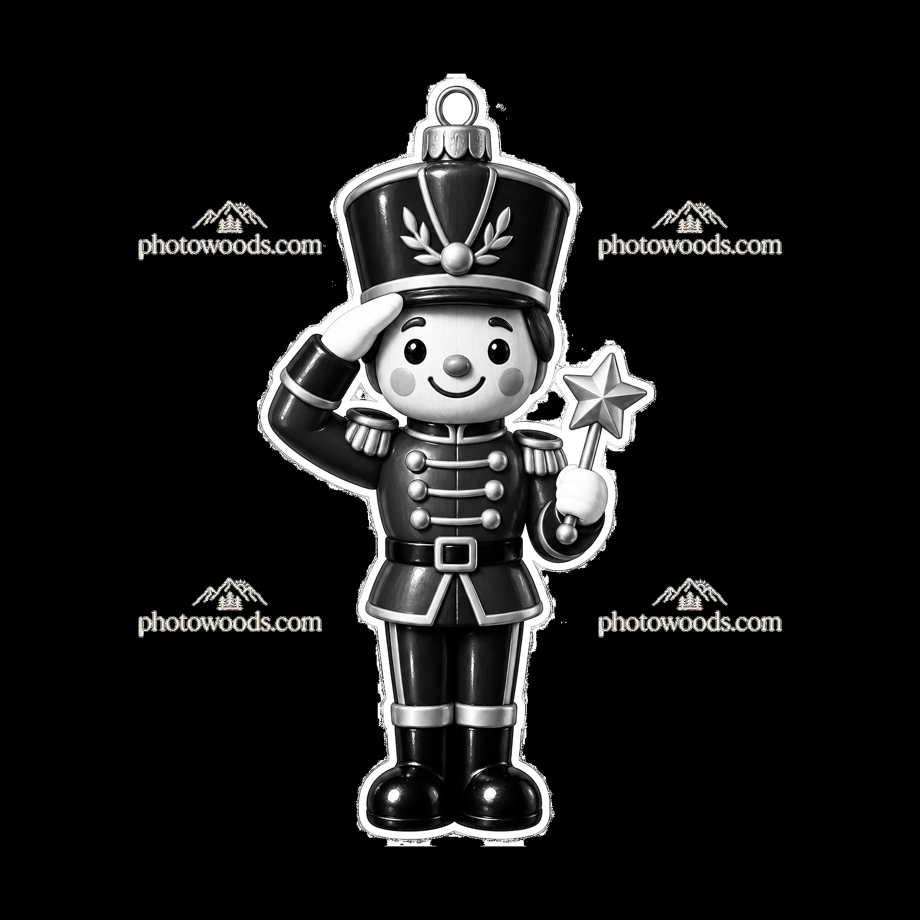 Monochrome Toy Soldier with Star Wand - AI-generated stock image