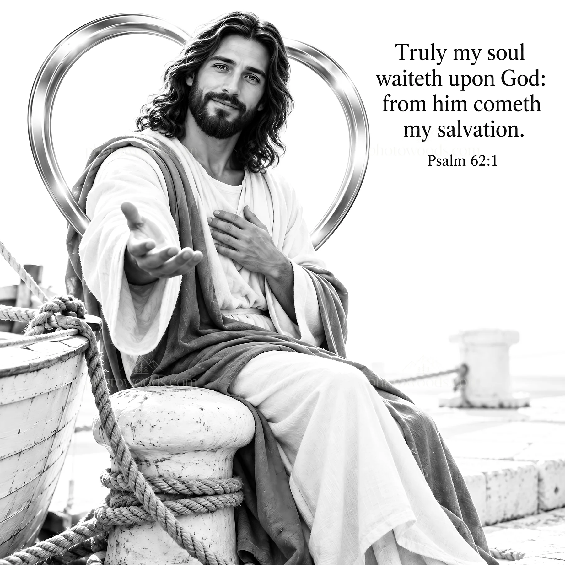 Jesus Christ extending his hand to offer comfort - AI-generated stock image