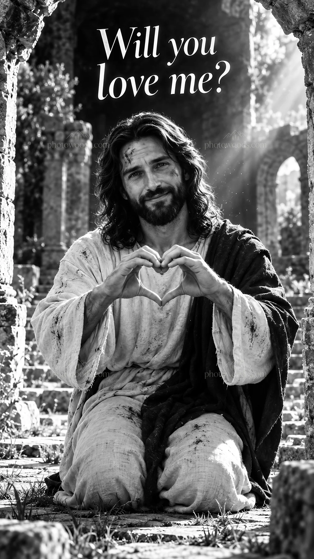 Jesus Christ asking a question in a serene setting - AI-generated stock image