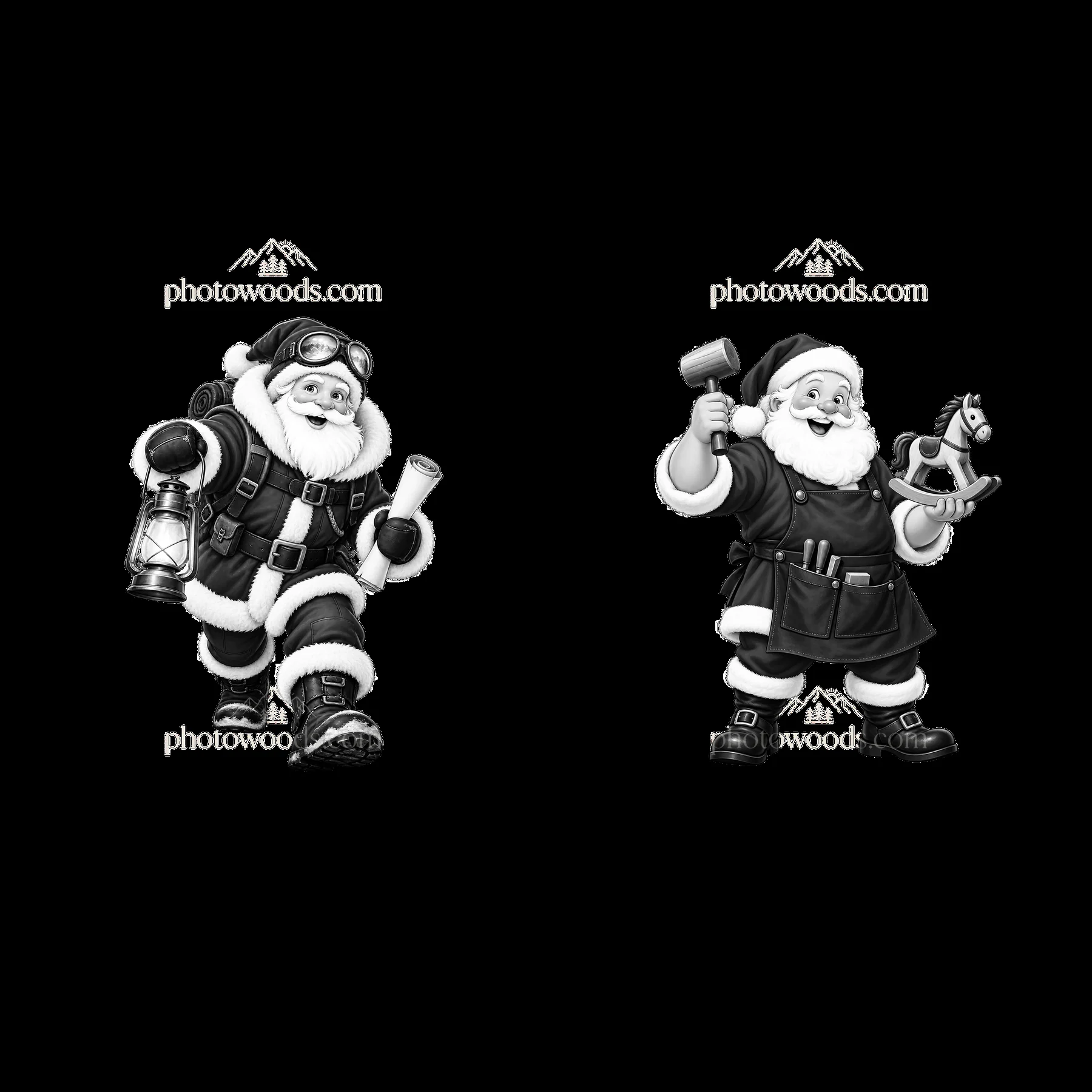 Monochrome two isolated cartoon figure stickers - AI-generated stock image
