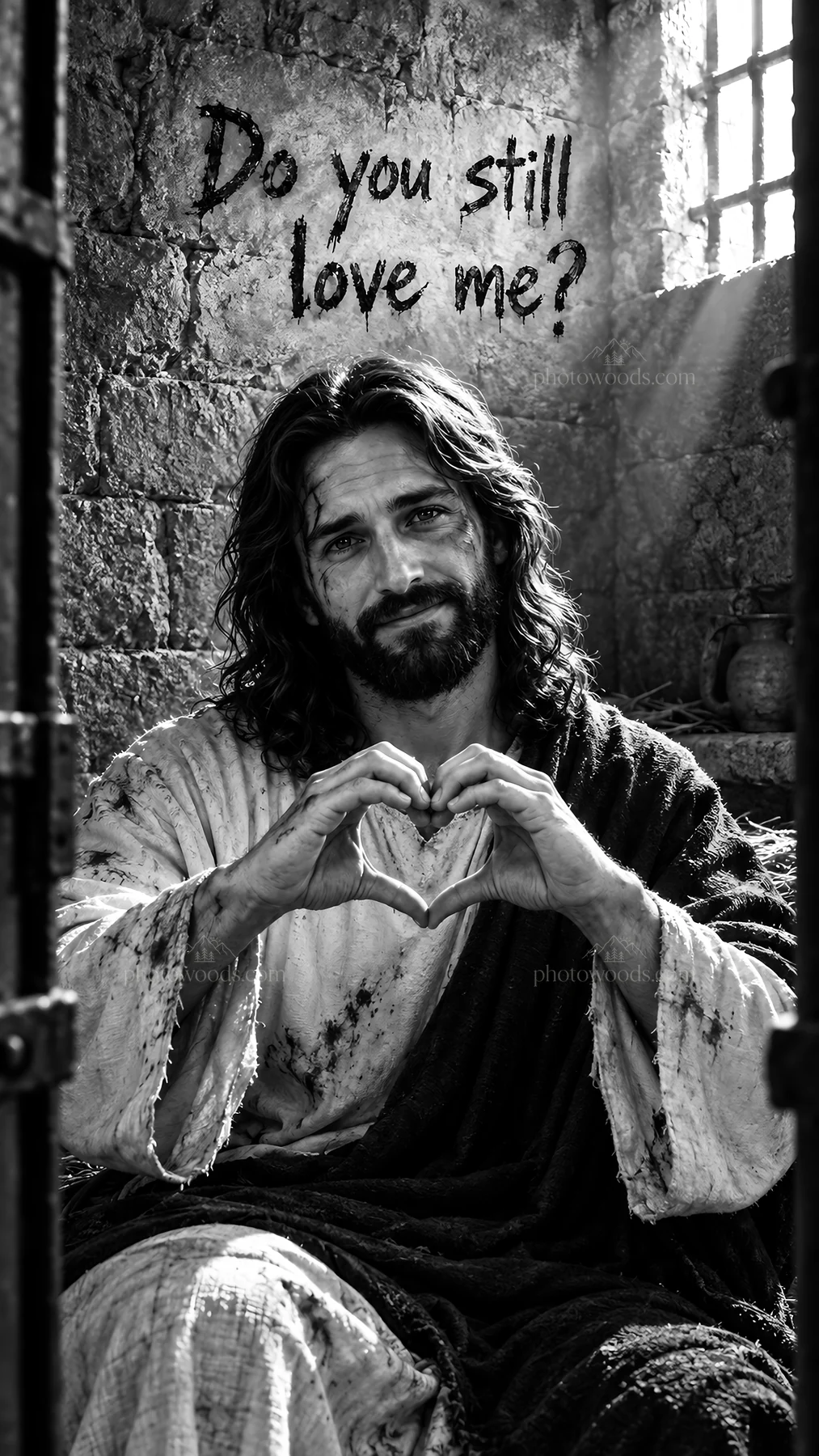 Jesus Christ showing love and asking 'Do you still love me?' - AI-generated stock image