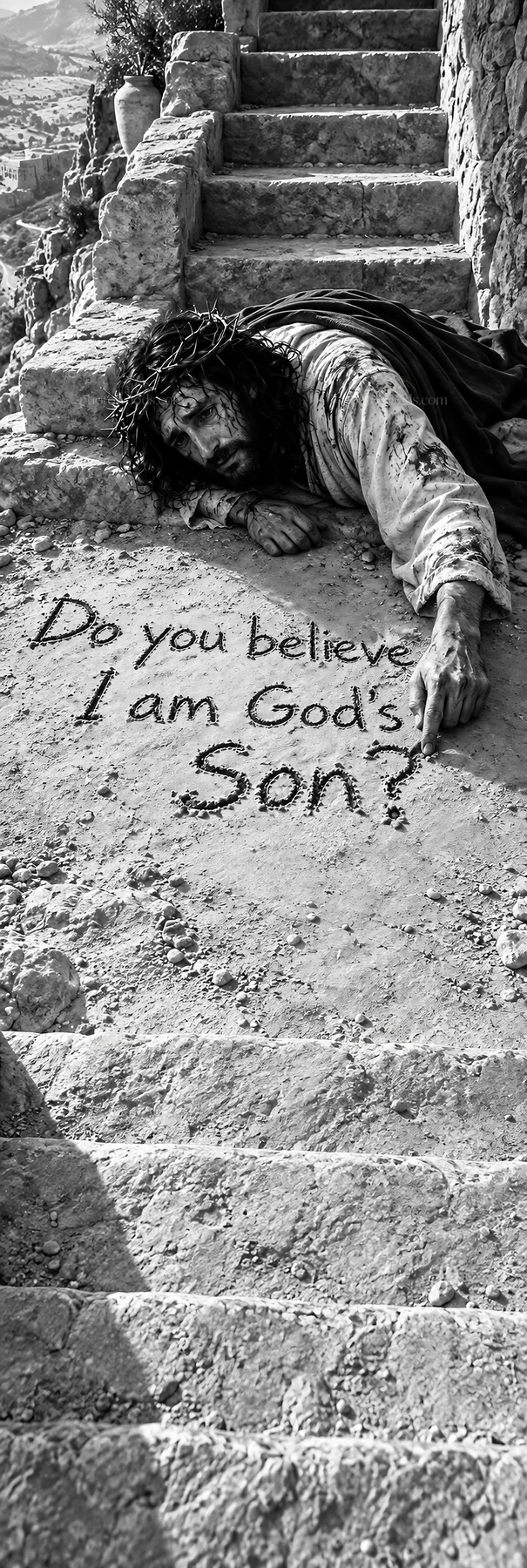Jesus Christ asking, Do you believe I am God's Son? - AI-generated stock image
