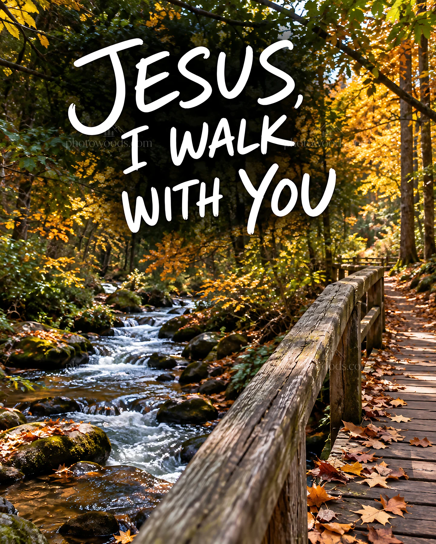 Jesus Christ walking with viewers in a nature setting - AI-generated stock image