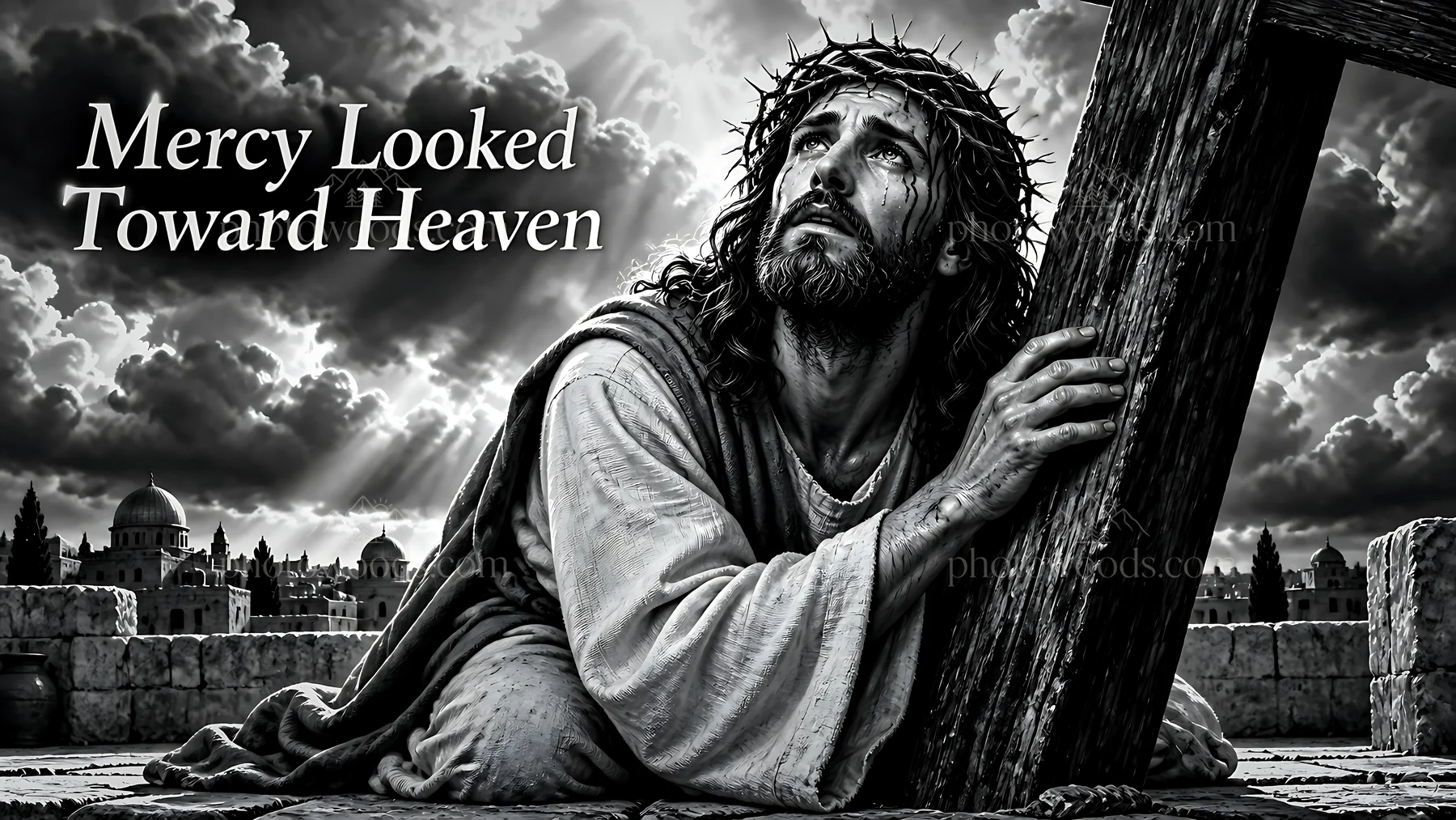 Mercy looked toward heaven - AI-generated stock image