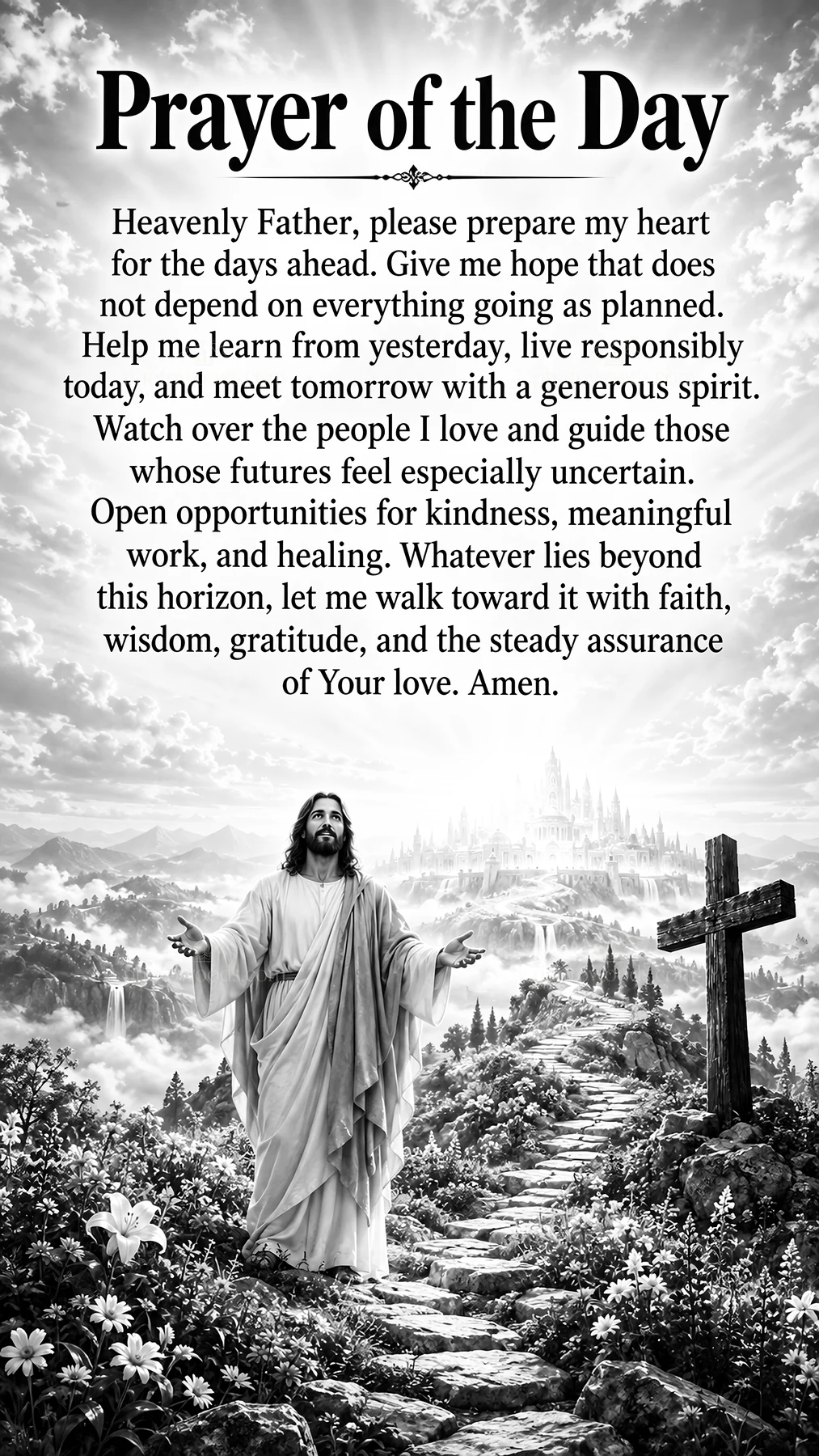 Jesus Christ guiding the faithful in prayer - AI-generated stock image