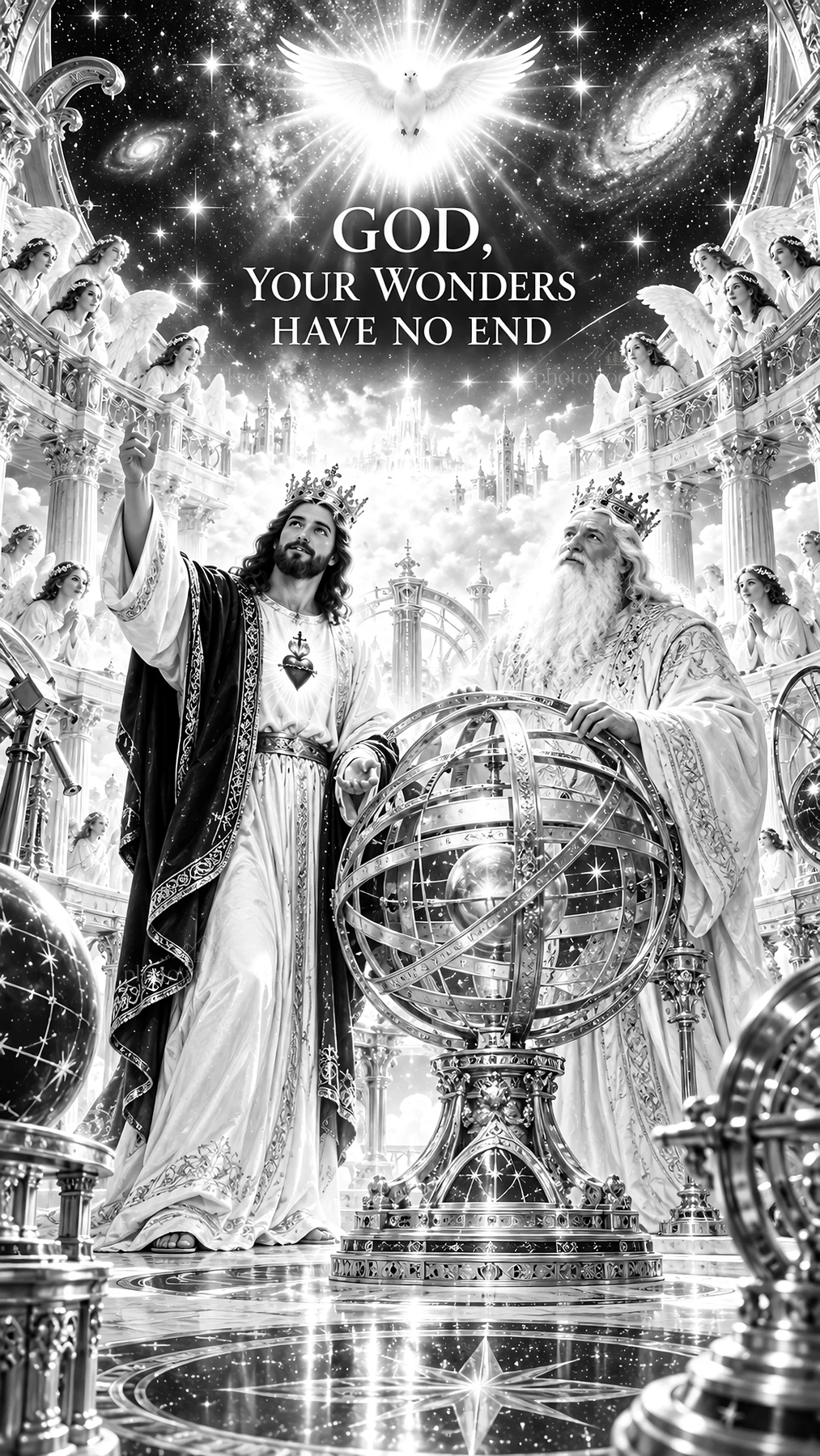 Jesus Christ with God in a celestial setting - AI-generated stock image