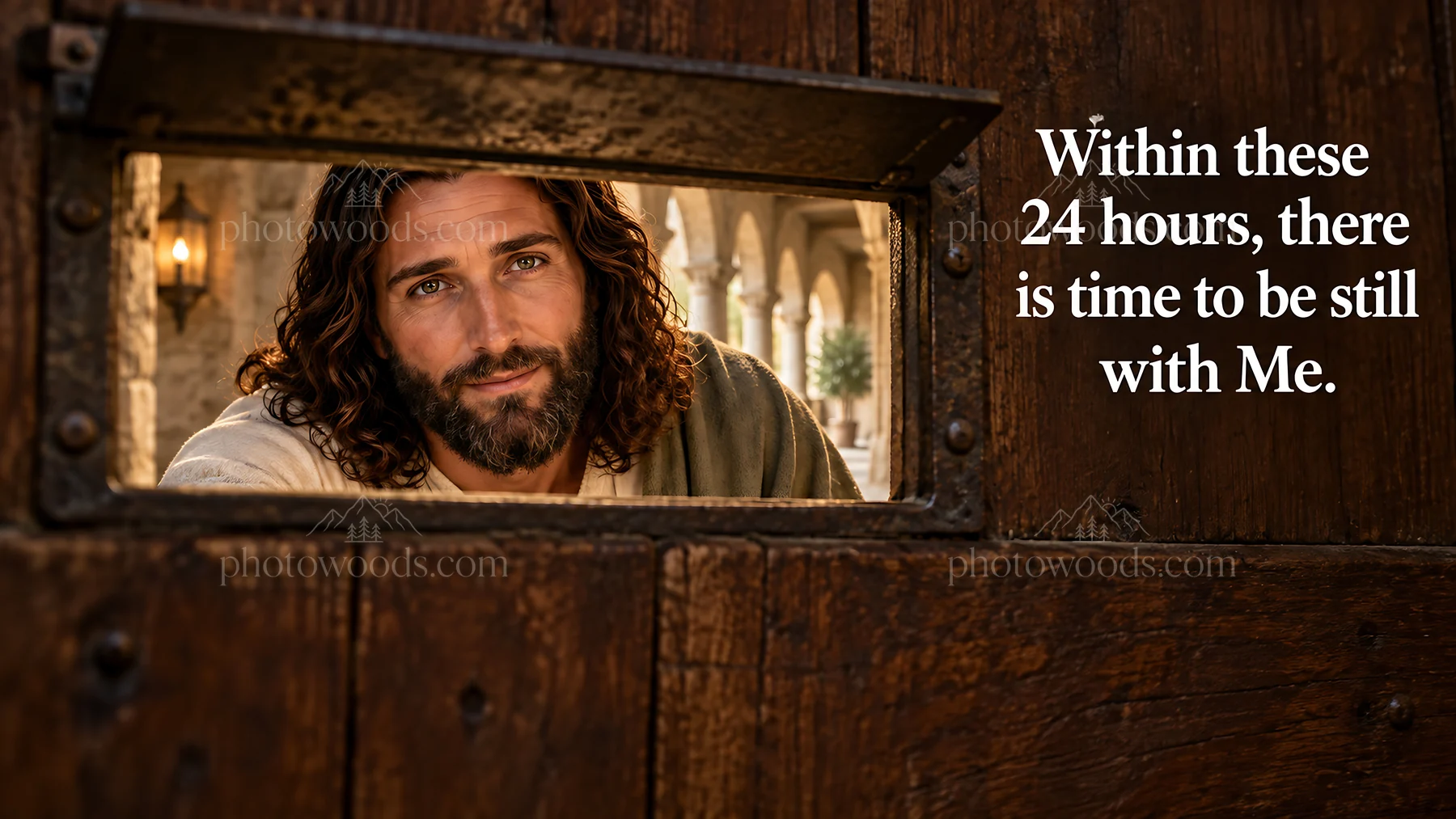 Jesus Christ invites reflection and stillness - AI-generated stock image
