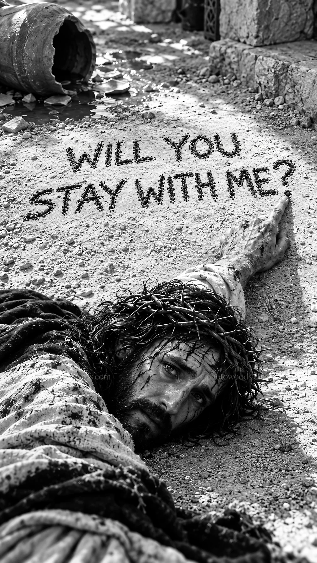 Jesus Christ asking, will you stay with me? - AI-generated stock image