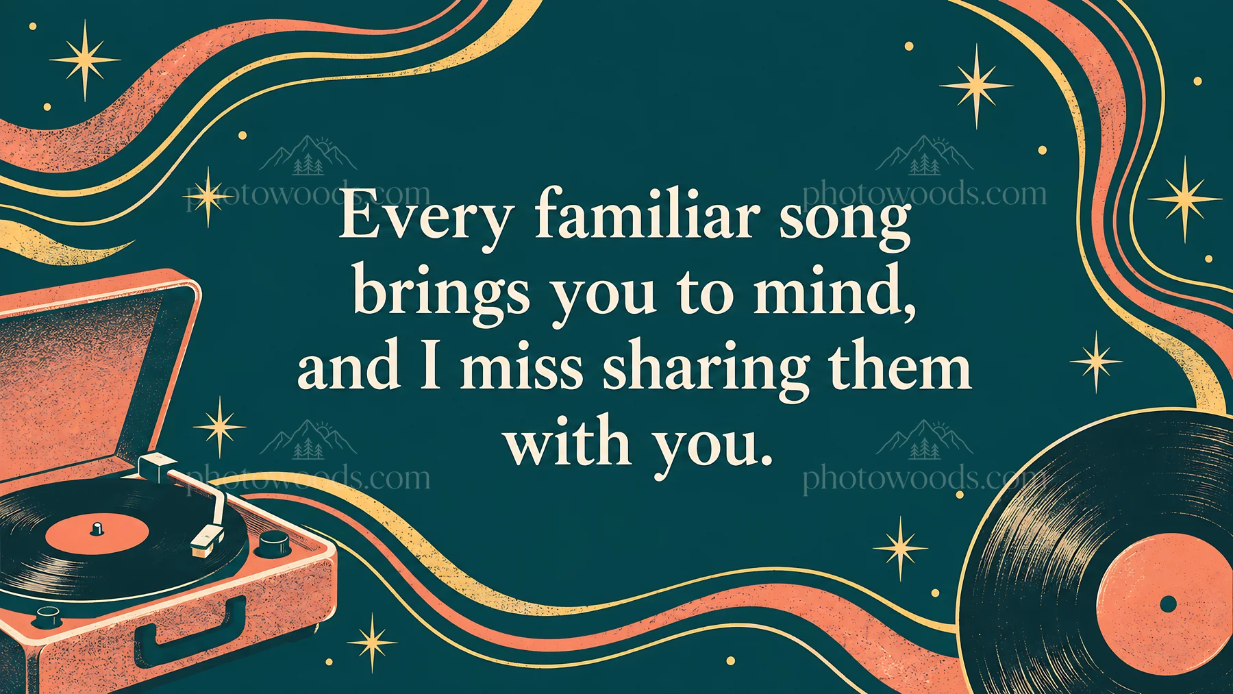I Miss You Greeting with Vintage Turntable - AI-generated stock image