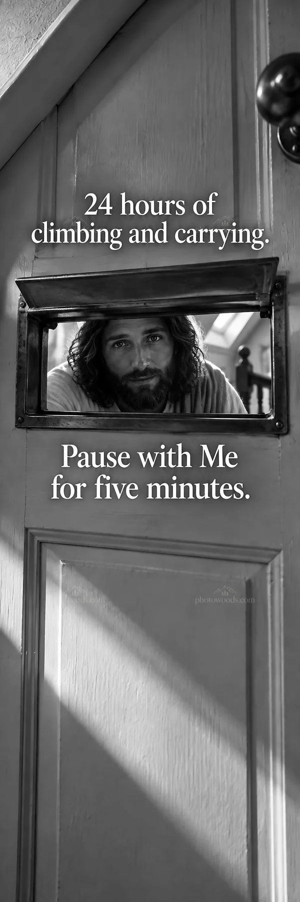 Jesus Christ inviting for a moment of pause and reflection - AI-generated stock image