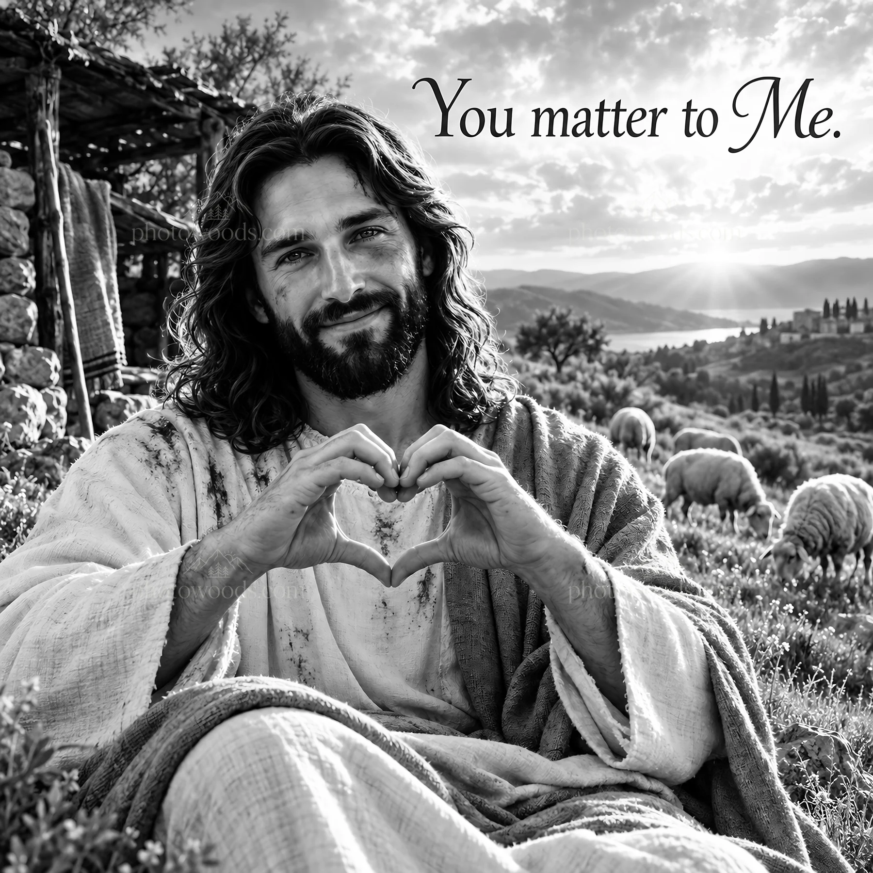 Jesus Christ expressing love in a devotional scene - AI-generated stock image