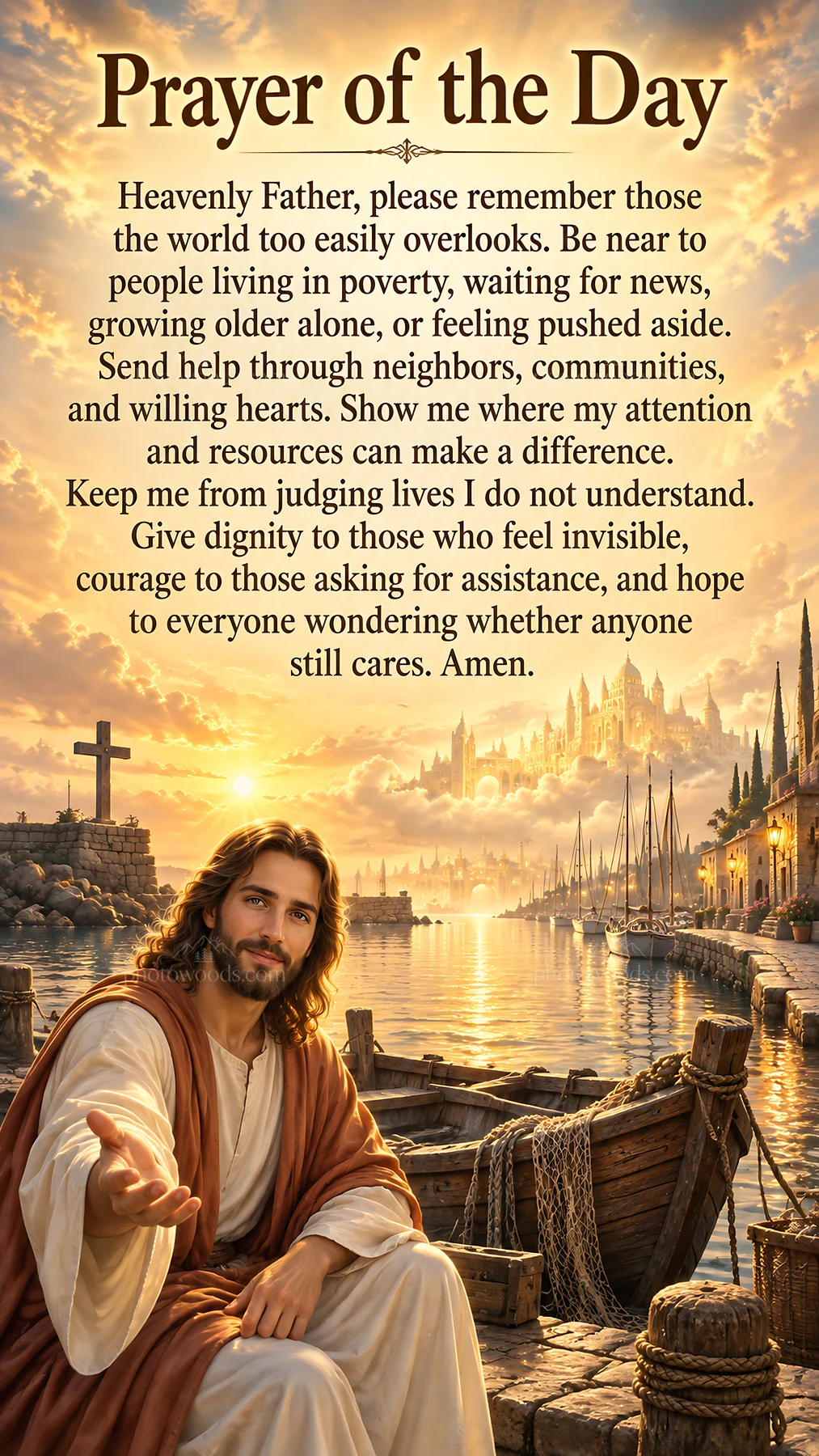 Jesus Christ offering a prayer for the day - AI-generated stock image