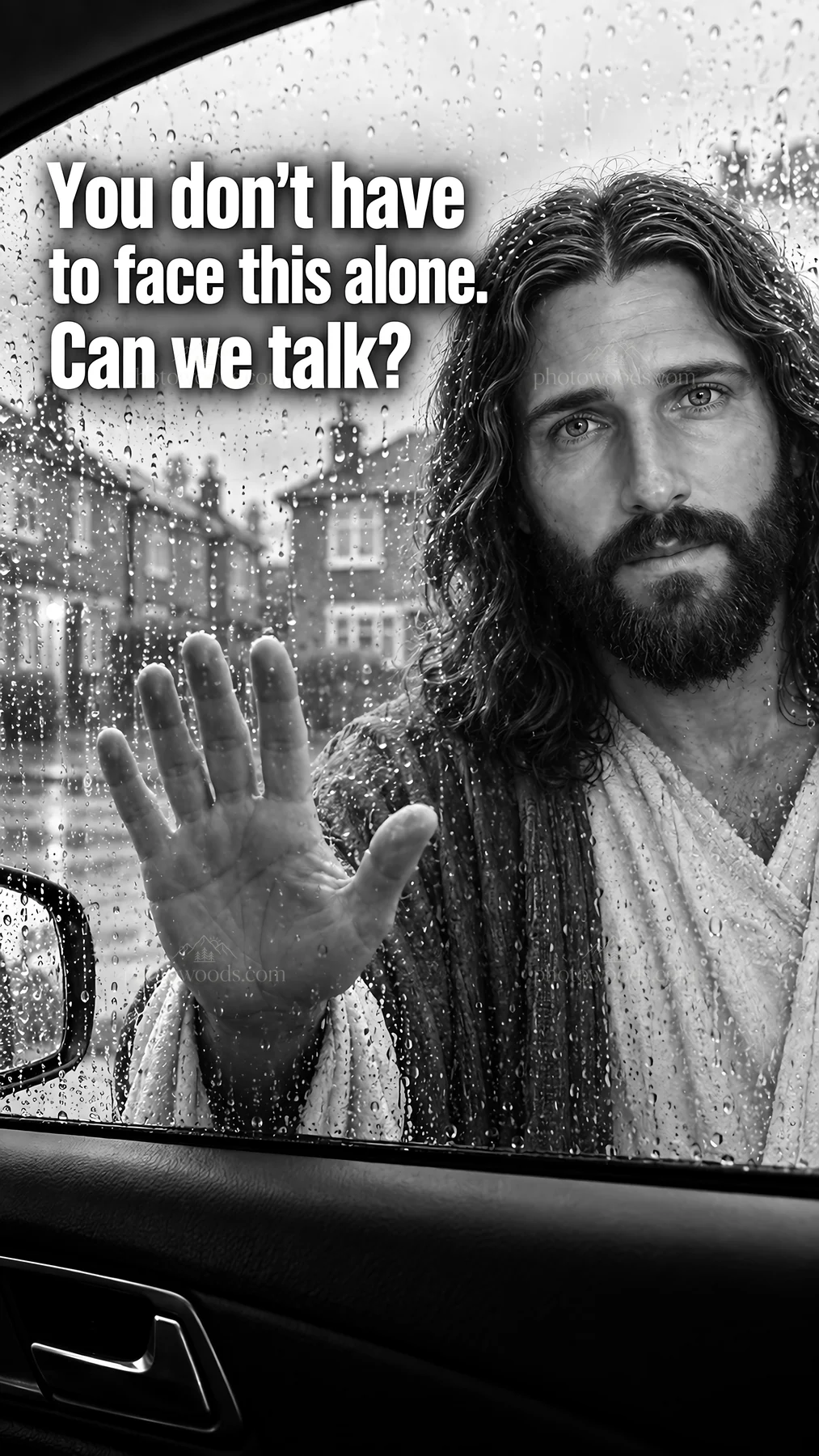 Jesus Christ comforting someone in a moment of need - AI-generated stock image