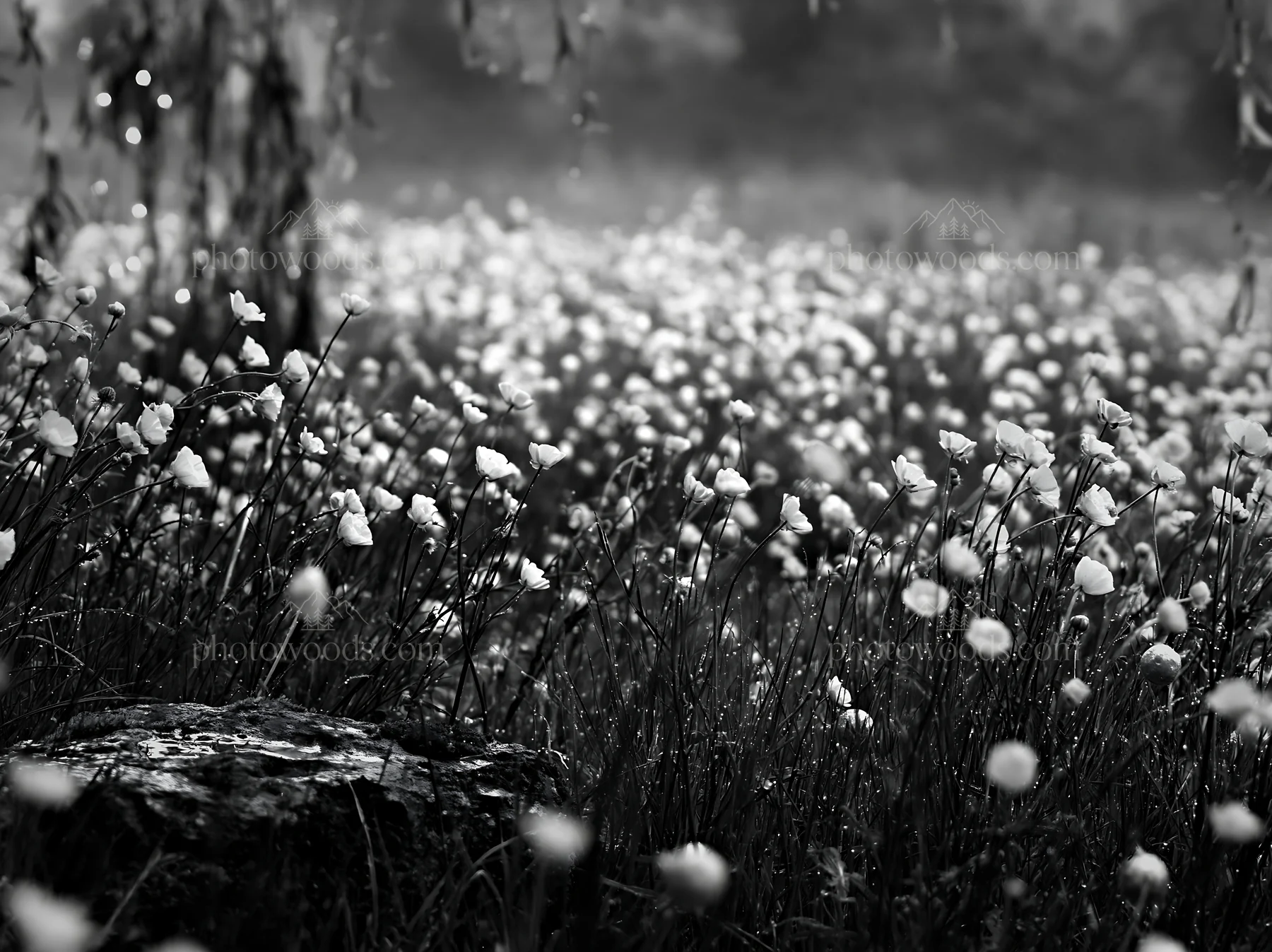 Expansive meadow filled with buttercups and holiday decorations - AI-generated stock image