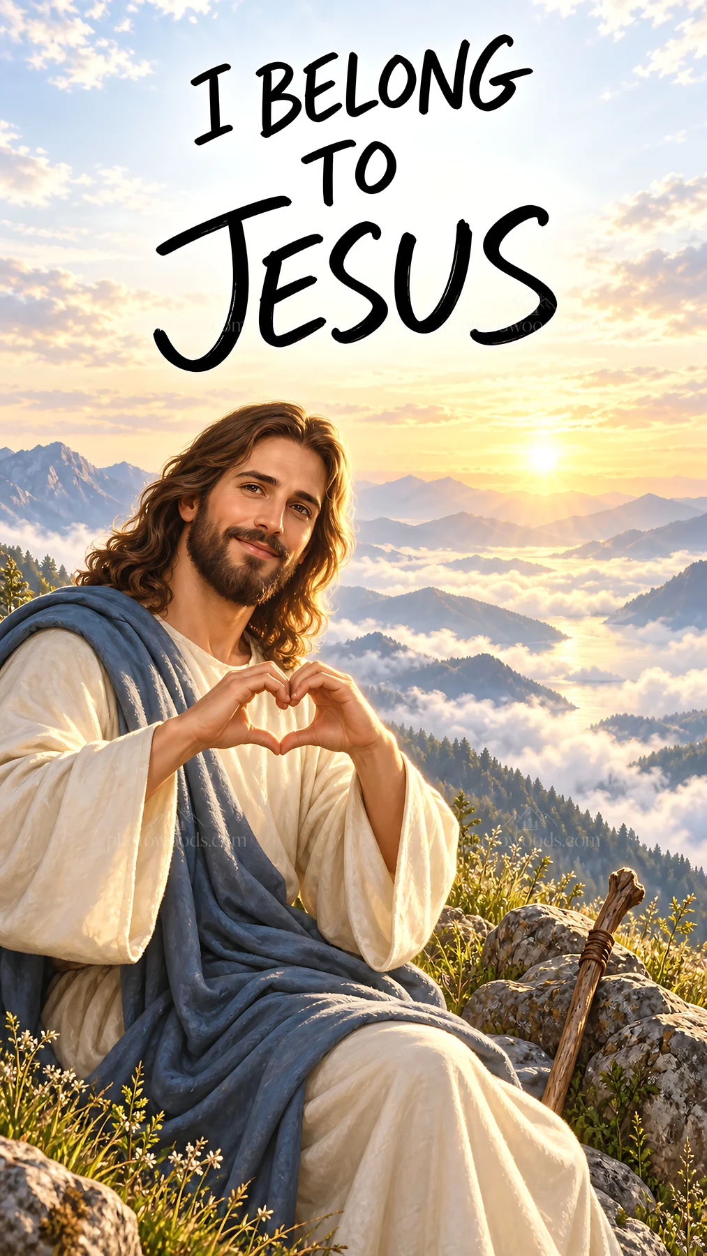 Jesus Christ expressing love and belonging in nature - AI-generated stock image