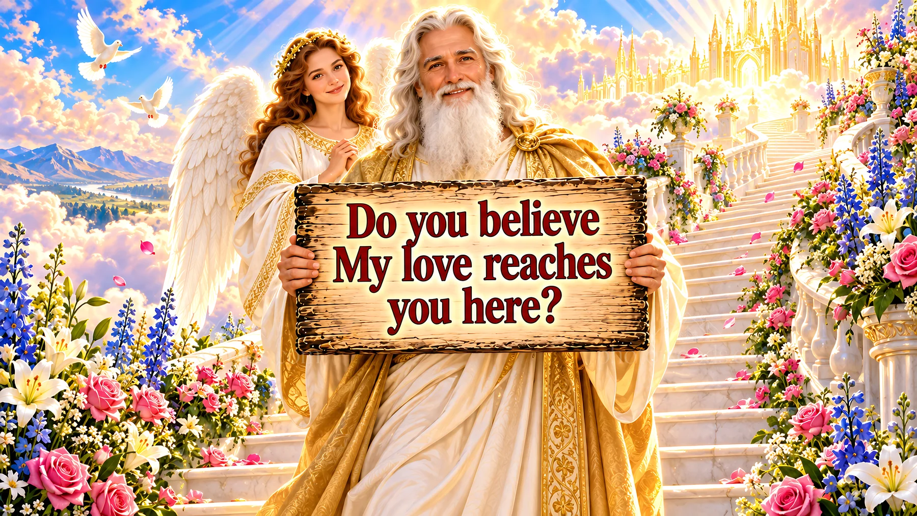Jesus Christ offers a message of love and reassurance - AI-generated stock image
