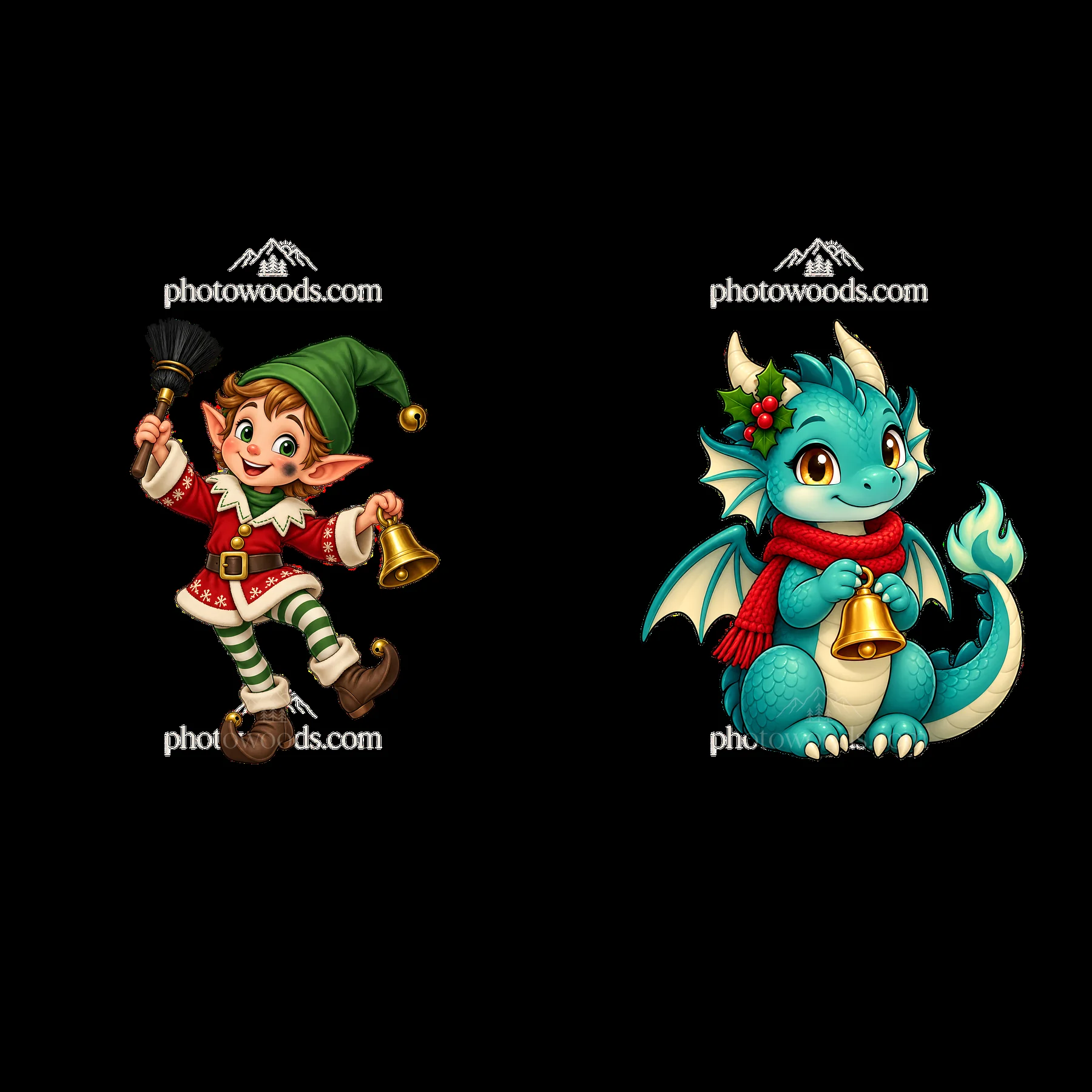 Two isolated cartoon figure stickers - AI-generated stock image