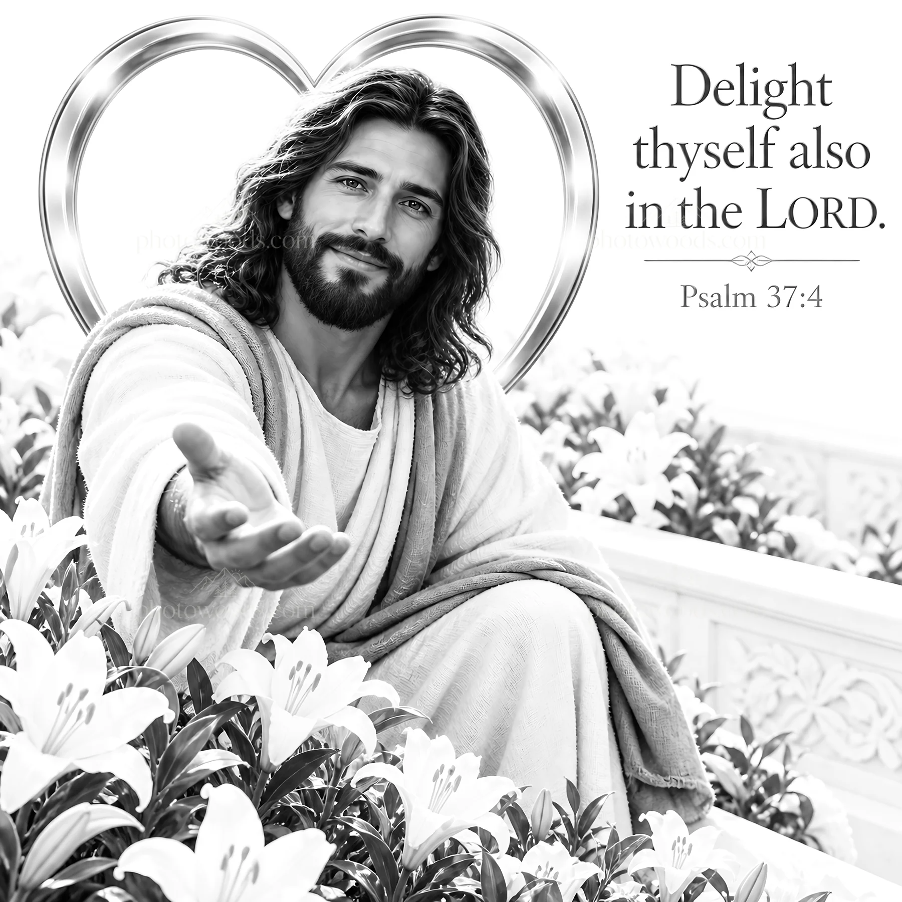 Jesus Christ welcomes with open arms and shares a message - AI-generated stock image