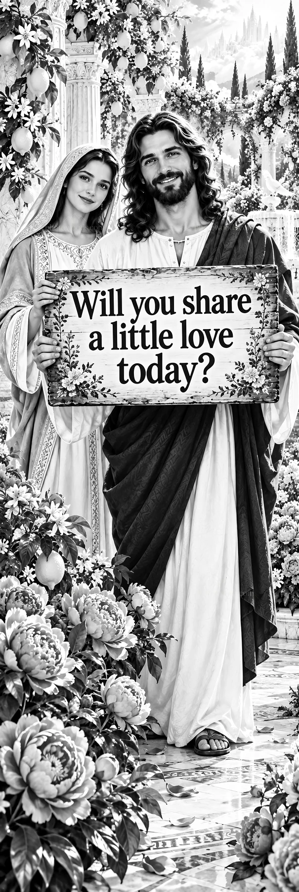 Jesus Christ sharing a message of love with a compassionate gesture - AI-generated stock image