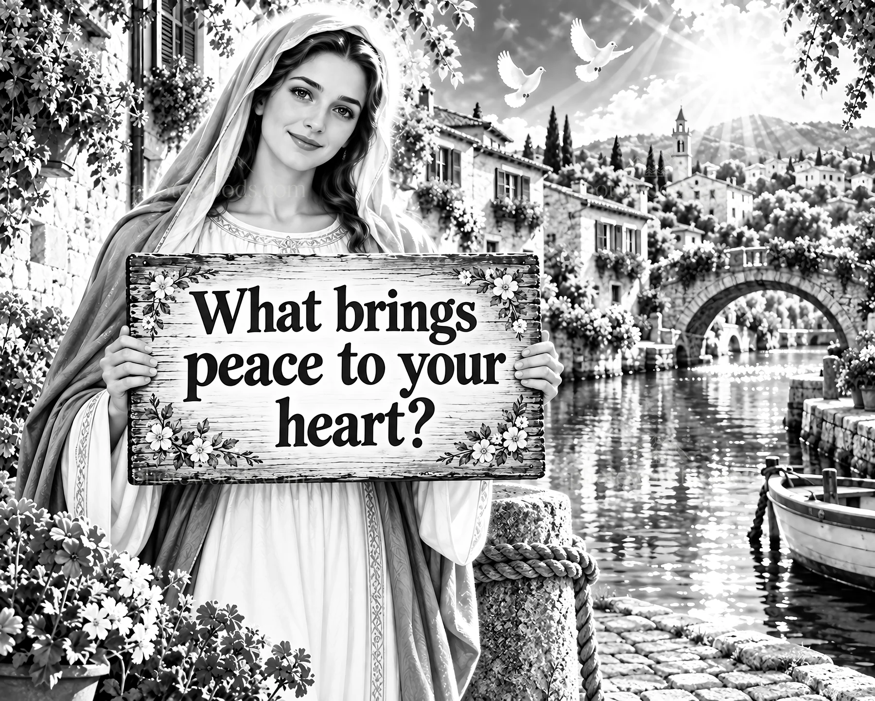 Jesus Christ invites you to find peace in your heart - AI-generated stock image