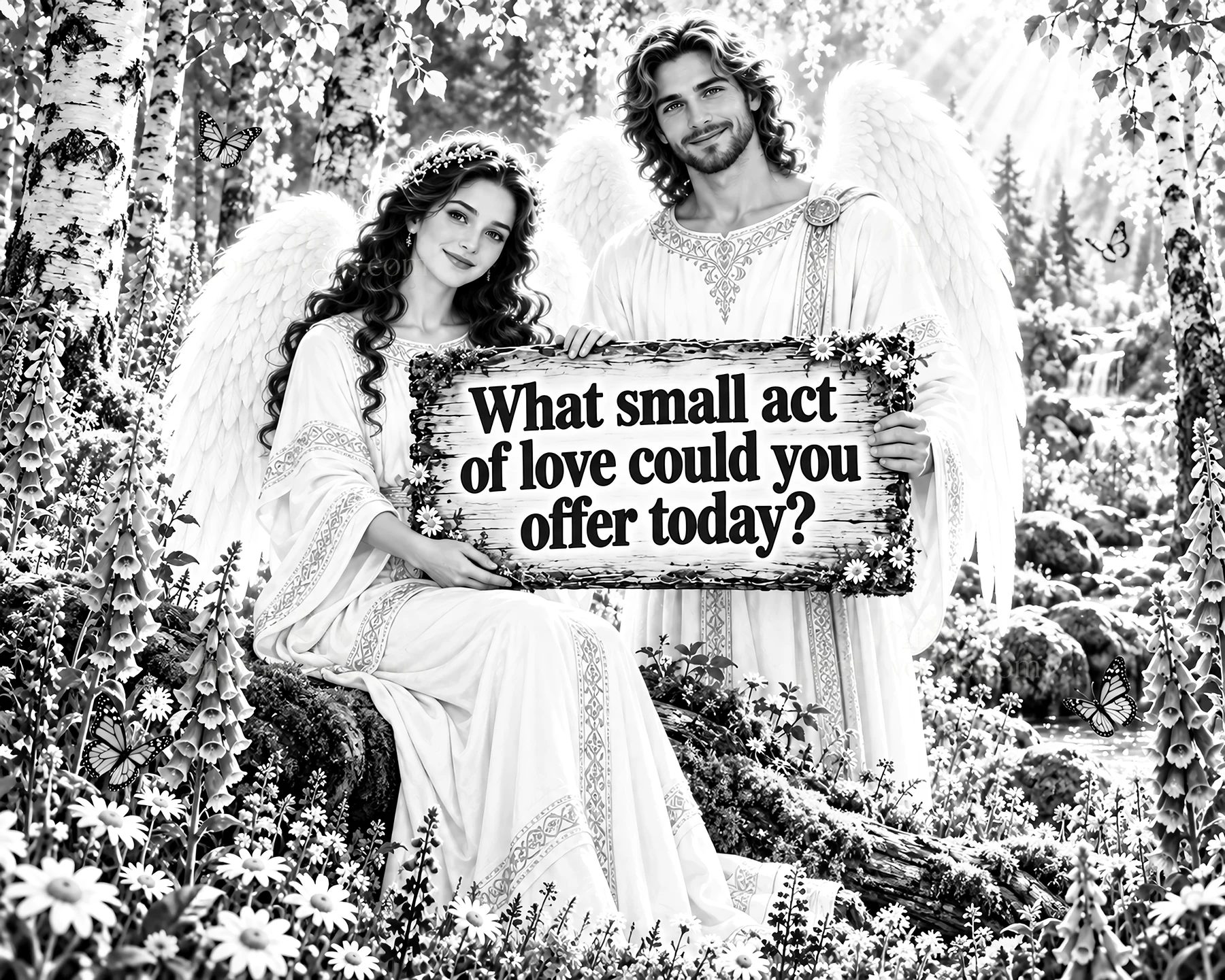 Jesus Christ with an angel, sharing a message of love - AI-generated stock image