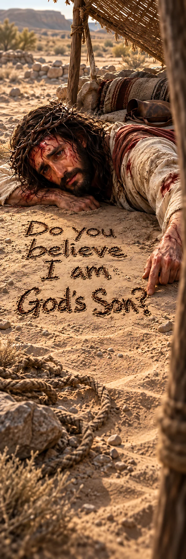 Jesus Christ asking, Do you believe I am God's Son? - AI-generated stock image