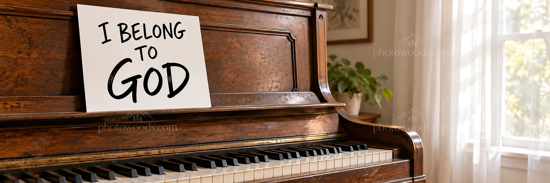 Jesus Christ message of belonging on a piano - AI-generated stock image