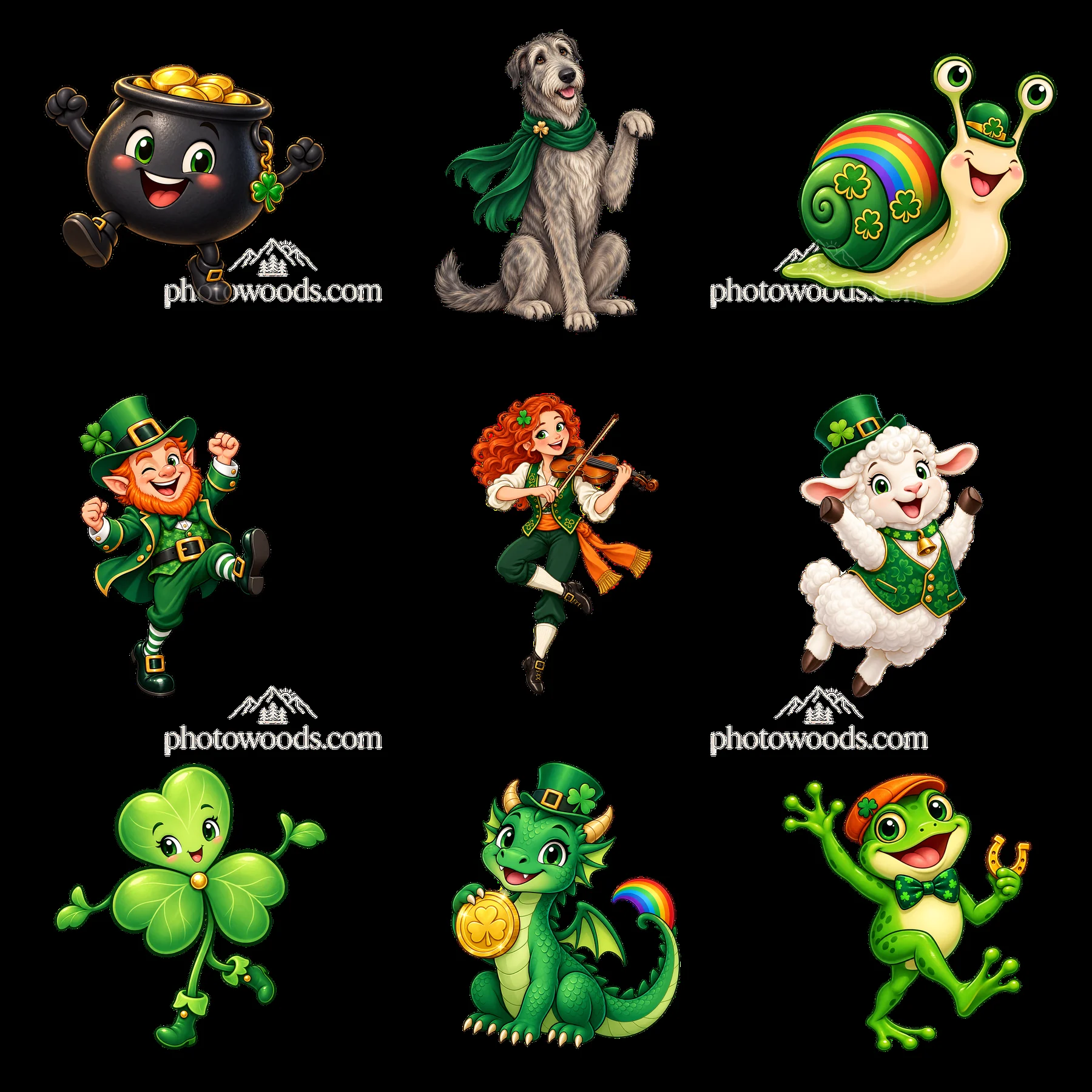 St. Patrick's Day cartoon stickers with festive themes - AI-generated stock image