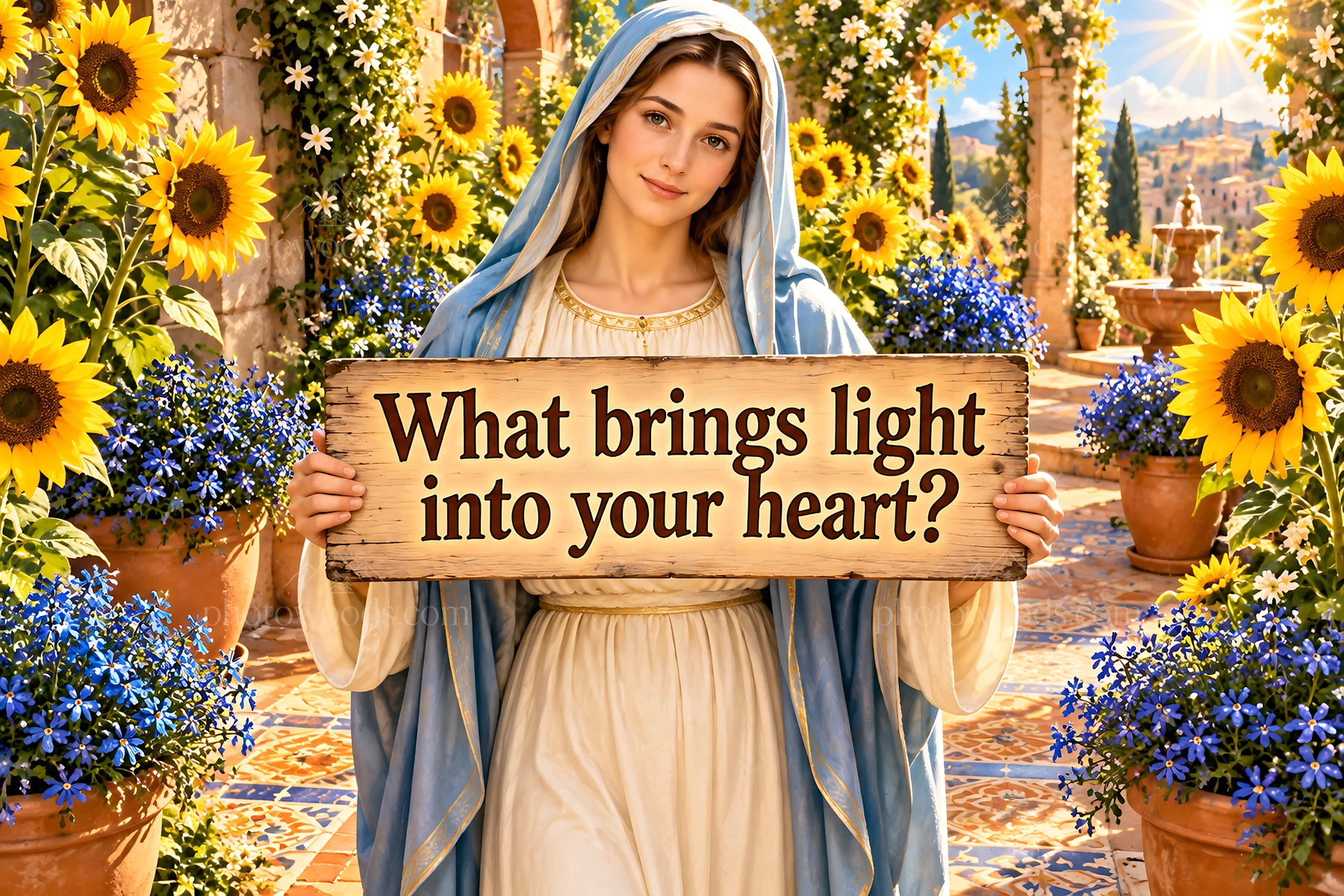 Jesus Christ welcoming with a message for the heart - AI-generated stock image