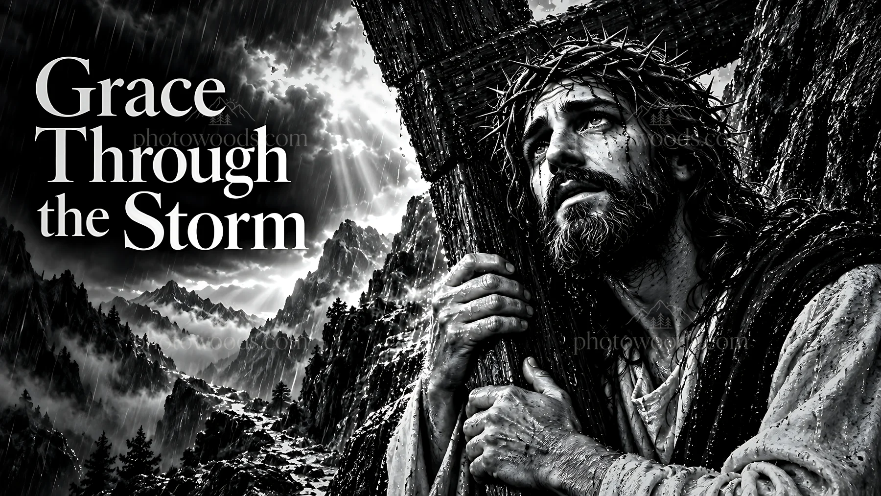 Grace through the storm - AI-generated stock image