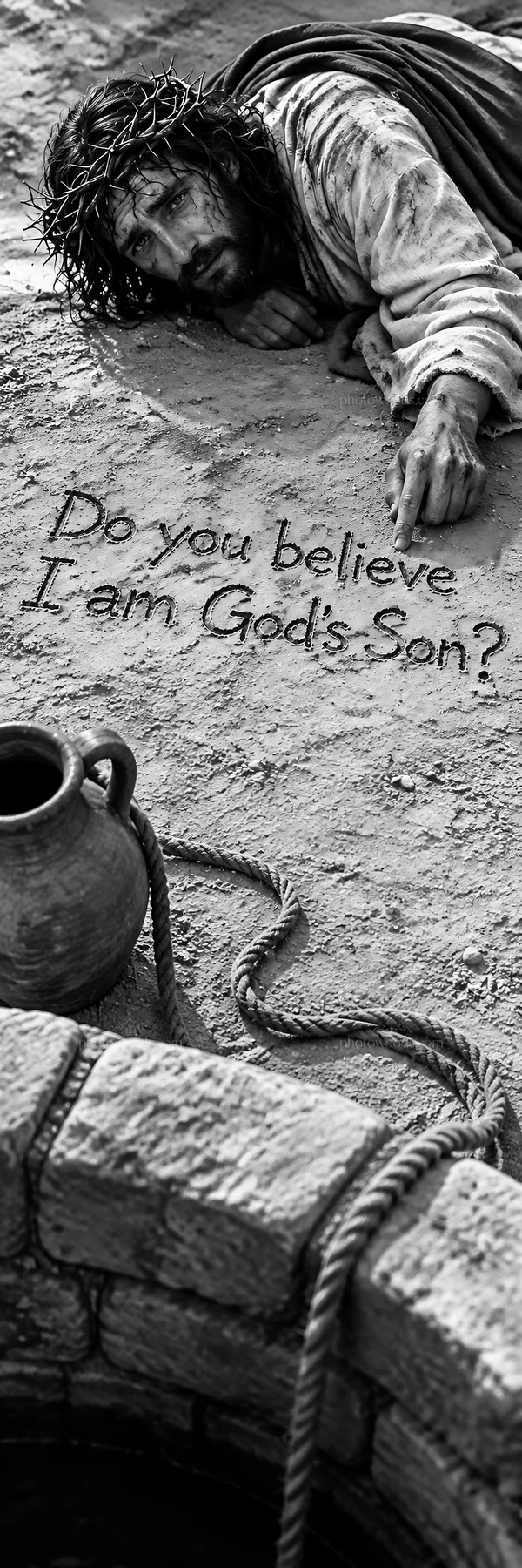 Jesus Christ asks if you believe he is God's Son - AI-generated stock image