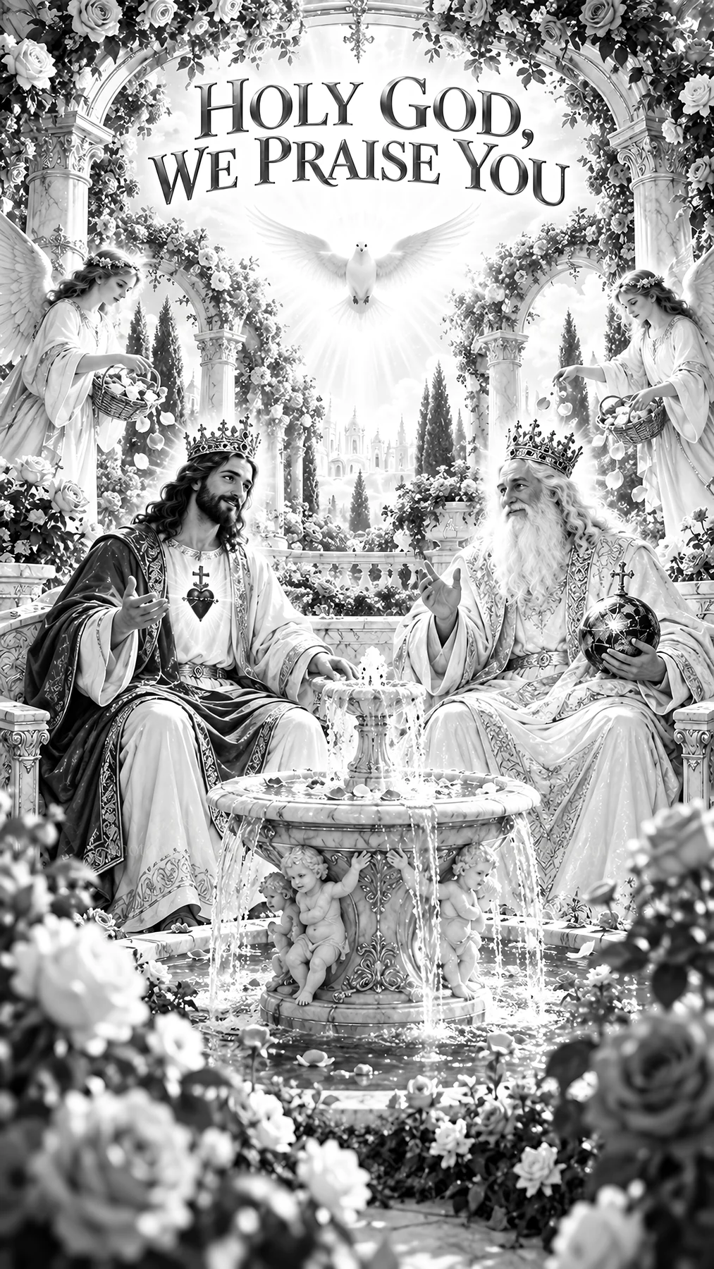 Jesus Christ and God the Father in a divine gathering - AI-generated stock image