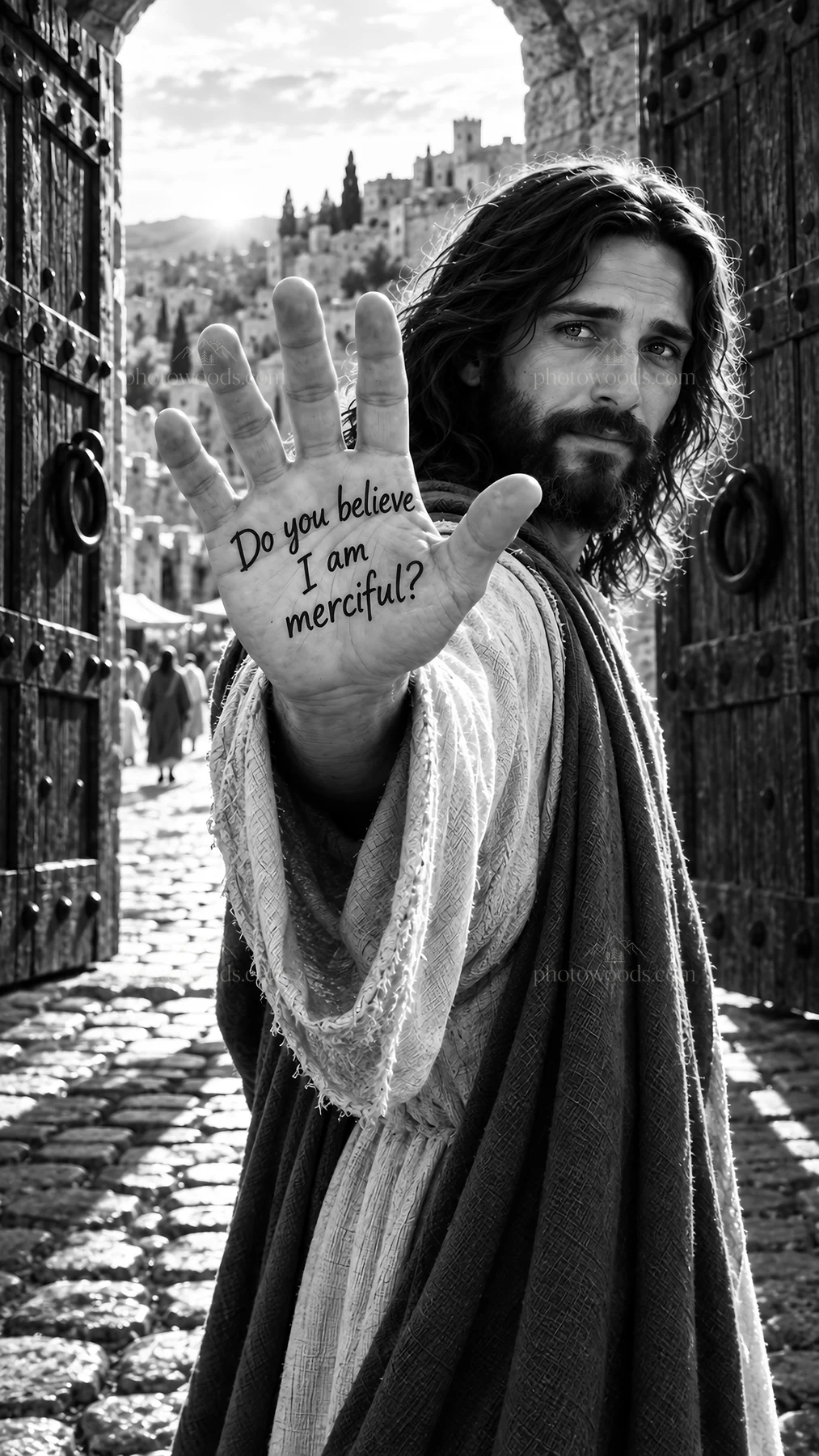 Jesus Christ asks if you believe He is merciful - AI-generated stock image