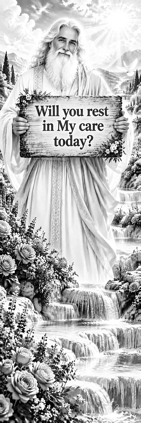 Jesus Christ offering comfort with a care invitation - AI-generated stock image