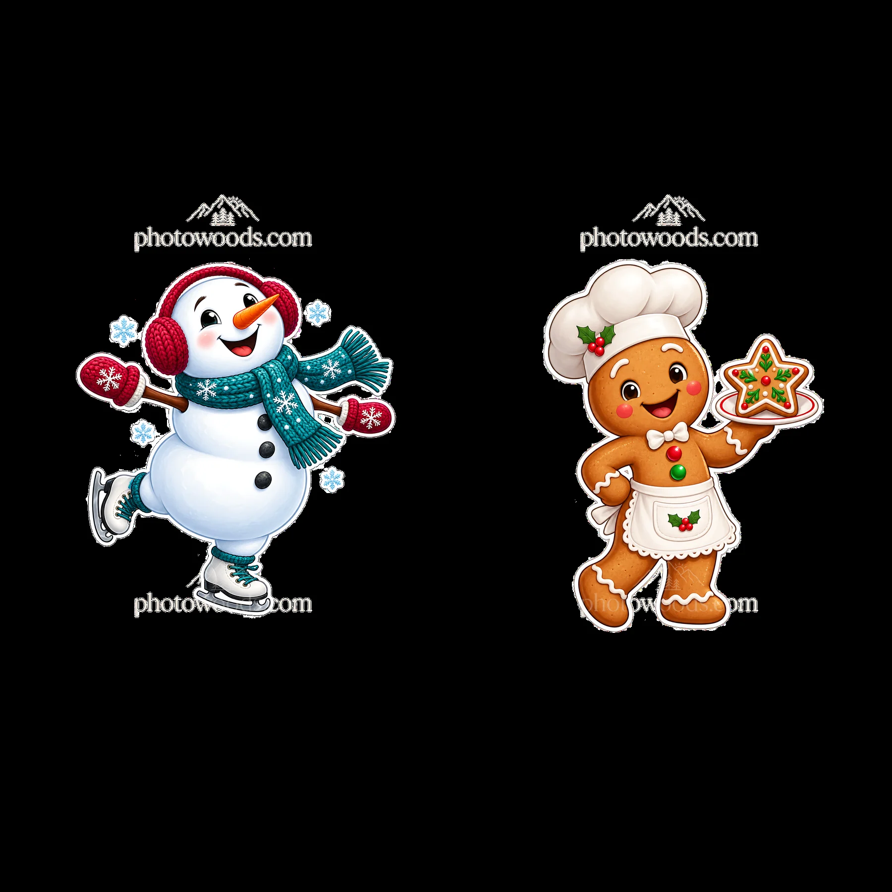 Two isolated cartoon figure stickers - AI-generated stock image