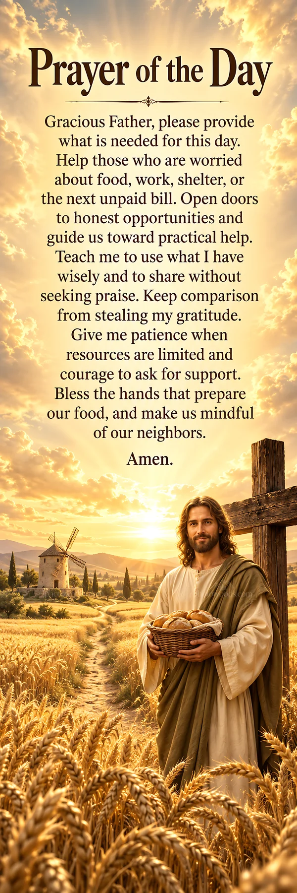 Jesus Christ guiding prayer for daily needs - AI-generated stock image