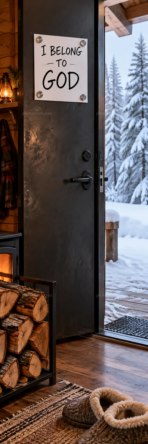 Jesus Christ welcomes believers warmly at an inviting door - AI-generated stock image