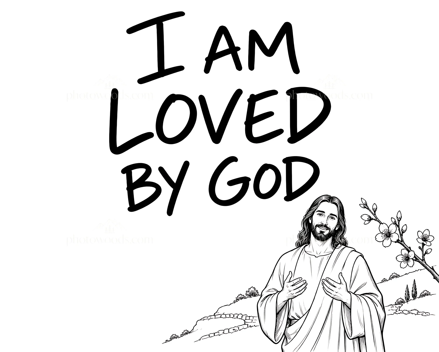 Jesus Christ declaring I am loved by God - AI-generated stock image