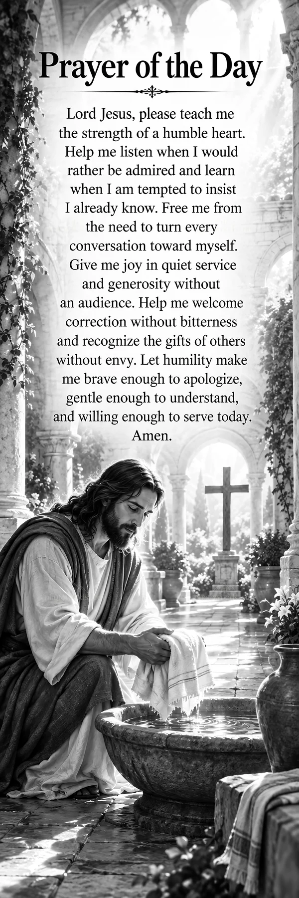 Jesus Christ teaching a prayer of humility and service - AI-generated stock image