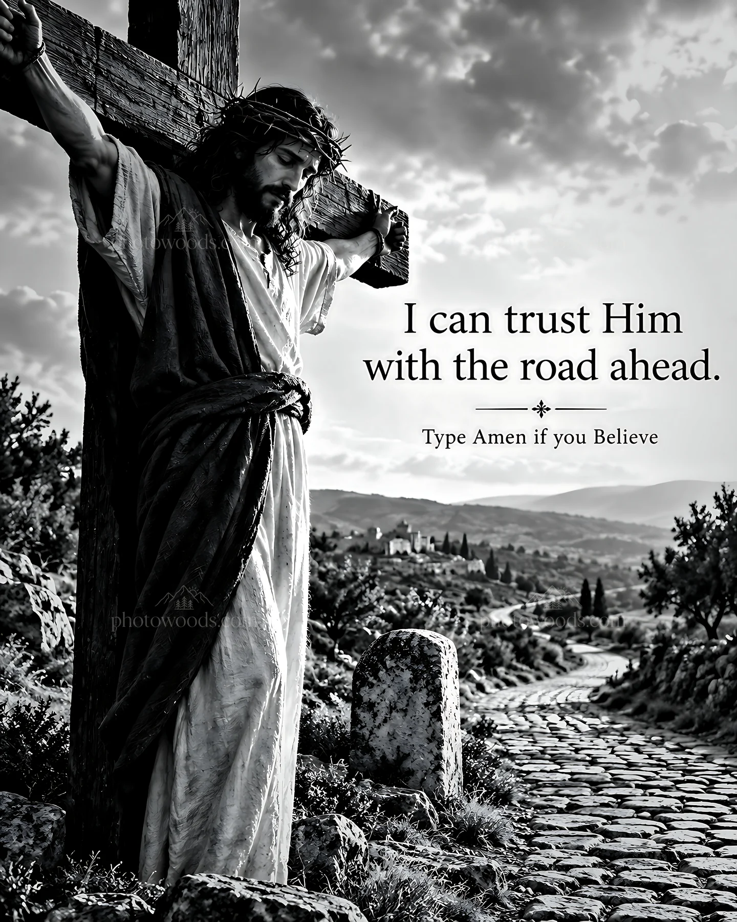 Trust in Him along the winding road - AI-generated stock image