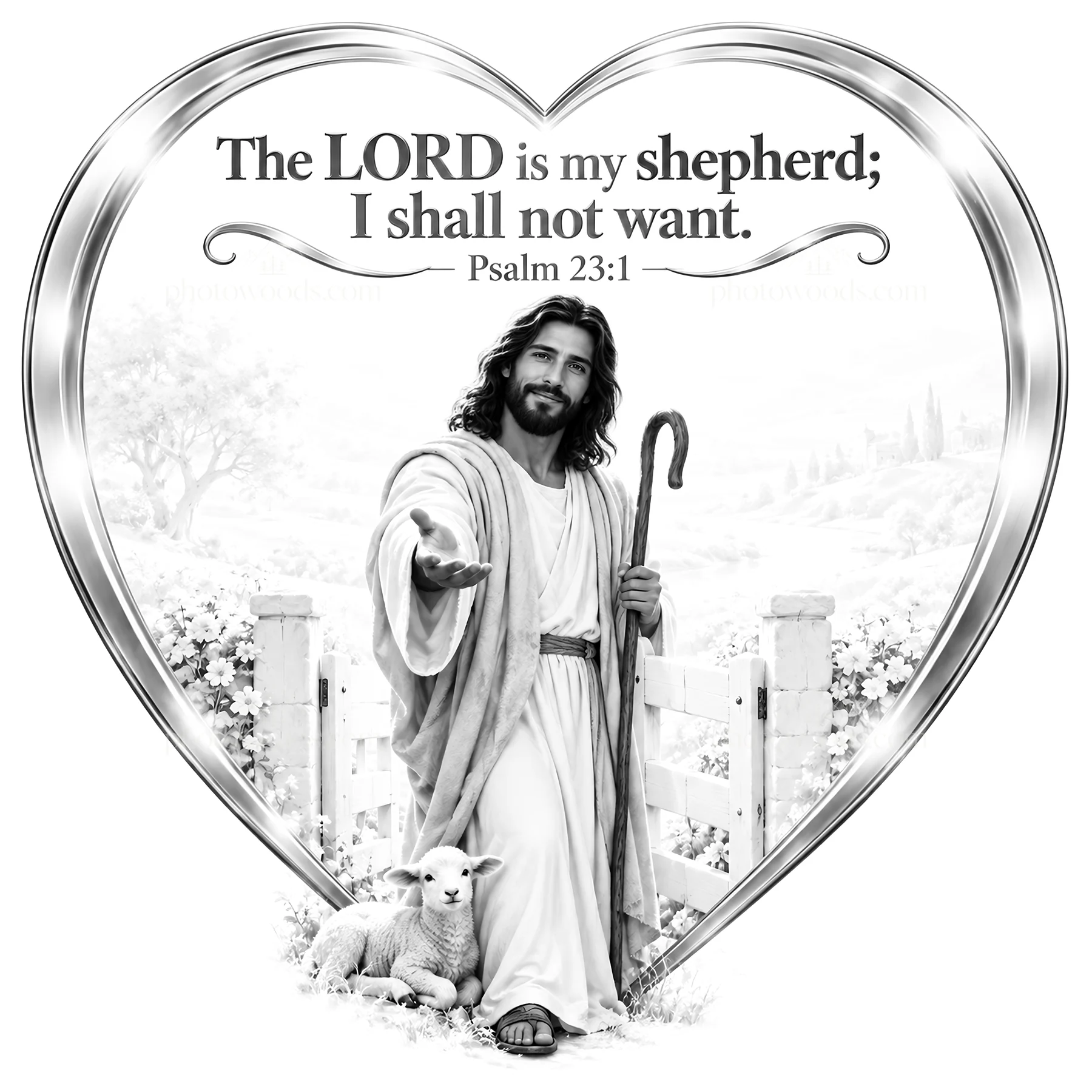 Jesus Christ, the Good Shepherd comforting the flock - AI-generated stock image