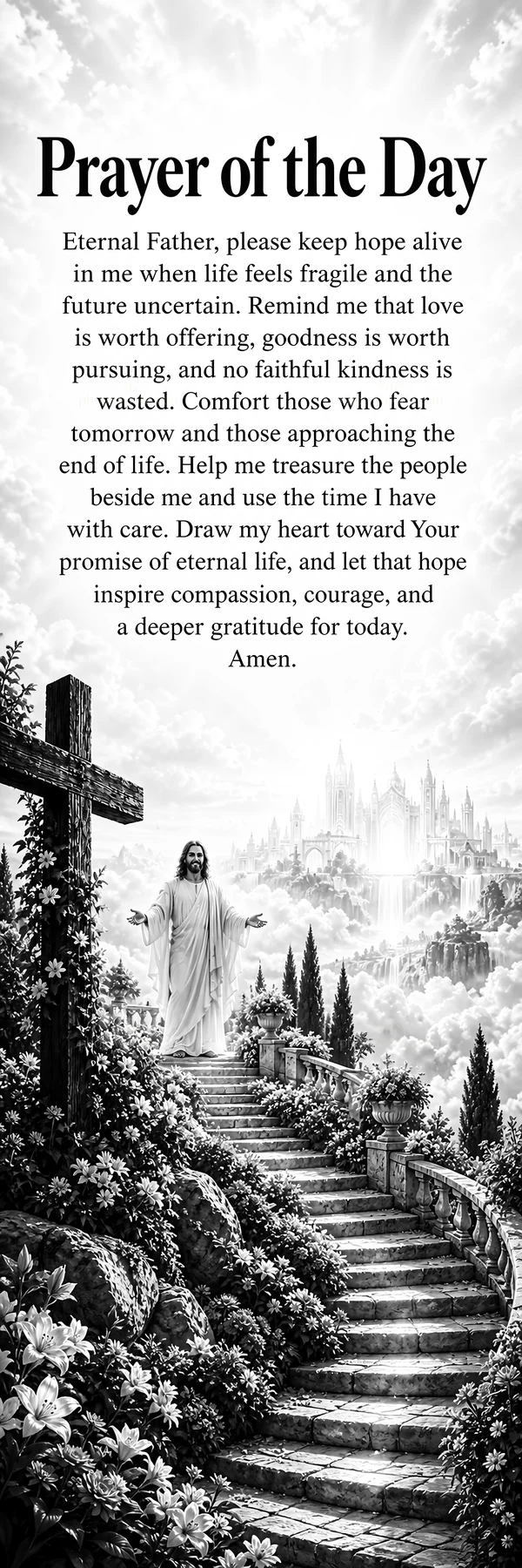 Jesus Christ calming fears and offering hope - AI-generated stock image