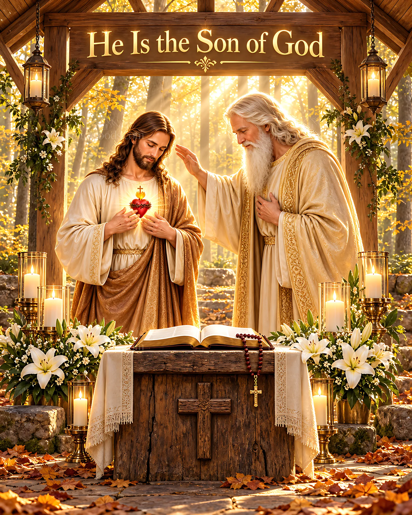Comfort in the woodland chapel - AI-generated stock image