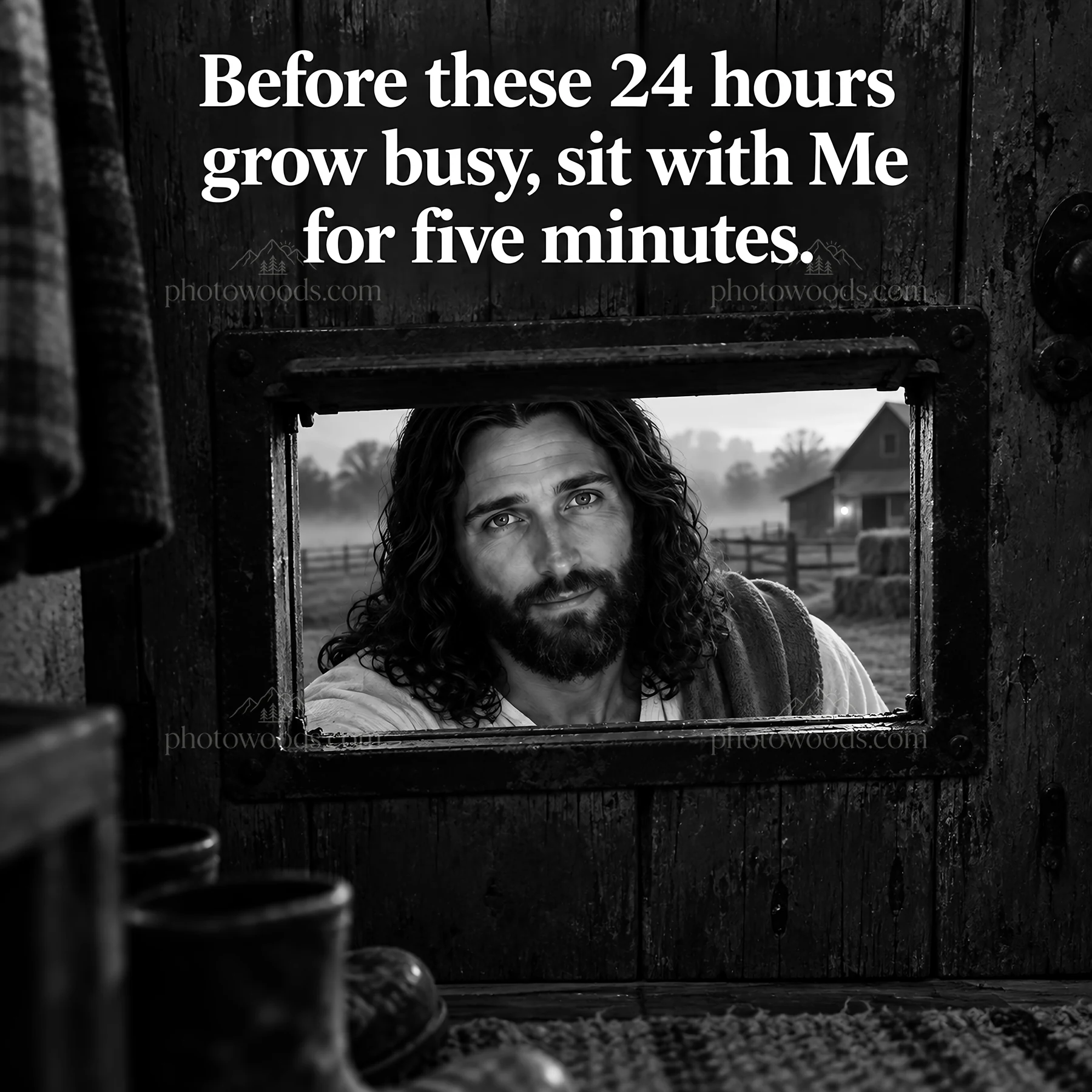 Jesus Christ inviting reflection and quiet time - AI-generated stock image