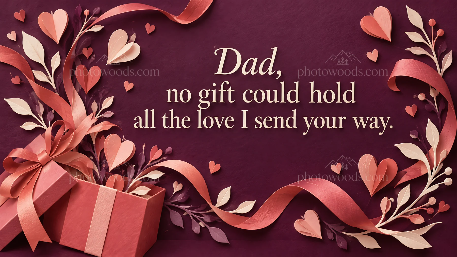 Love You Dad Greeting with Hearts and Gift - AI-generated stock image