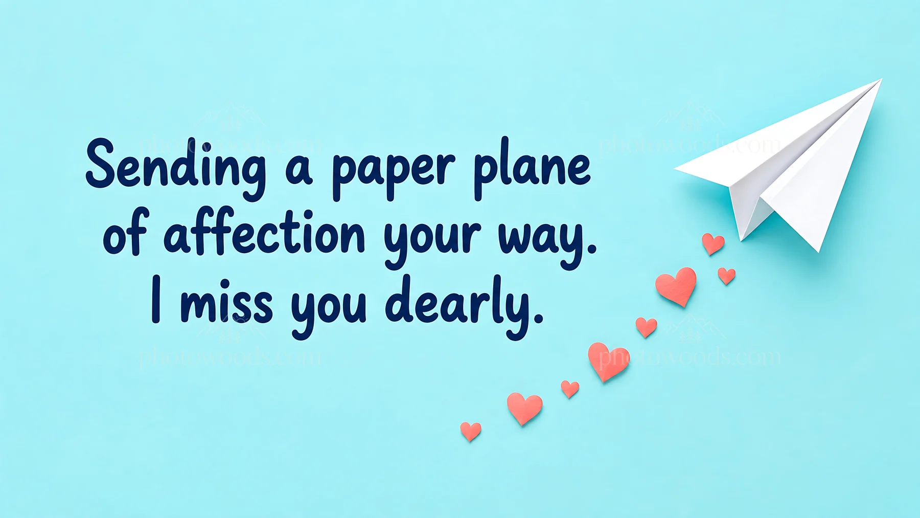 I Miss You Greeting with Paper Airplane - AI-generated stock image