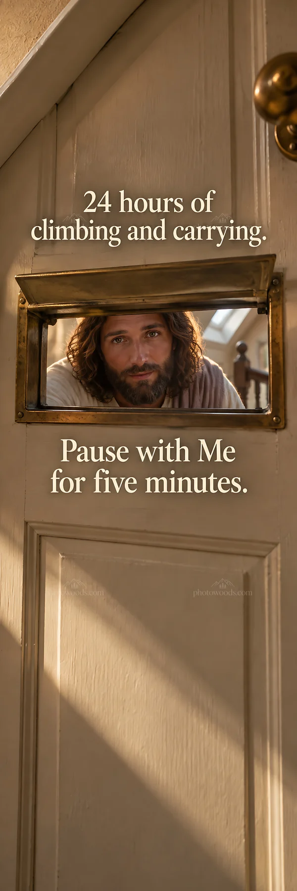 Jesus Christ inviting the viewer to pause and reflect - AI-generated stock image