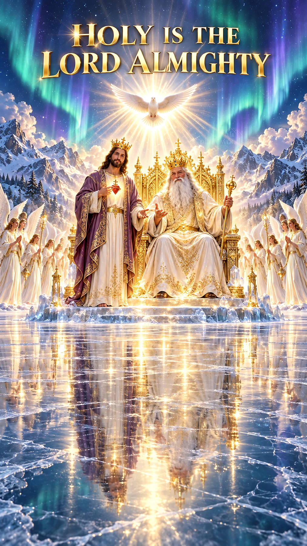 Jesus Christ with God the Father in a heavenly scene - AI-generated stock image